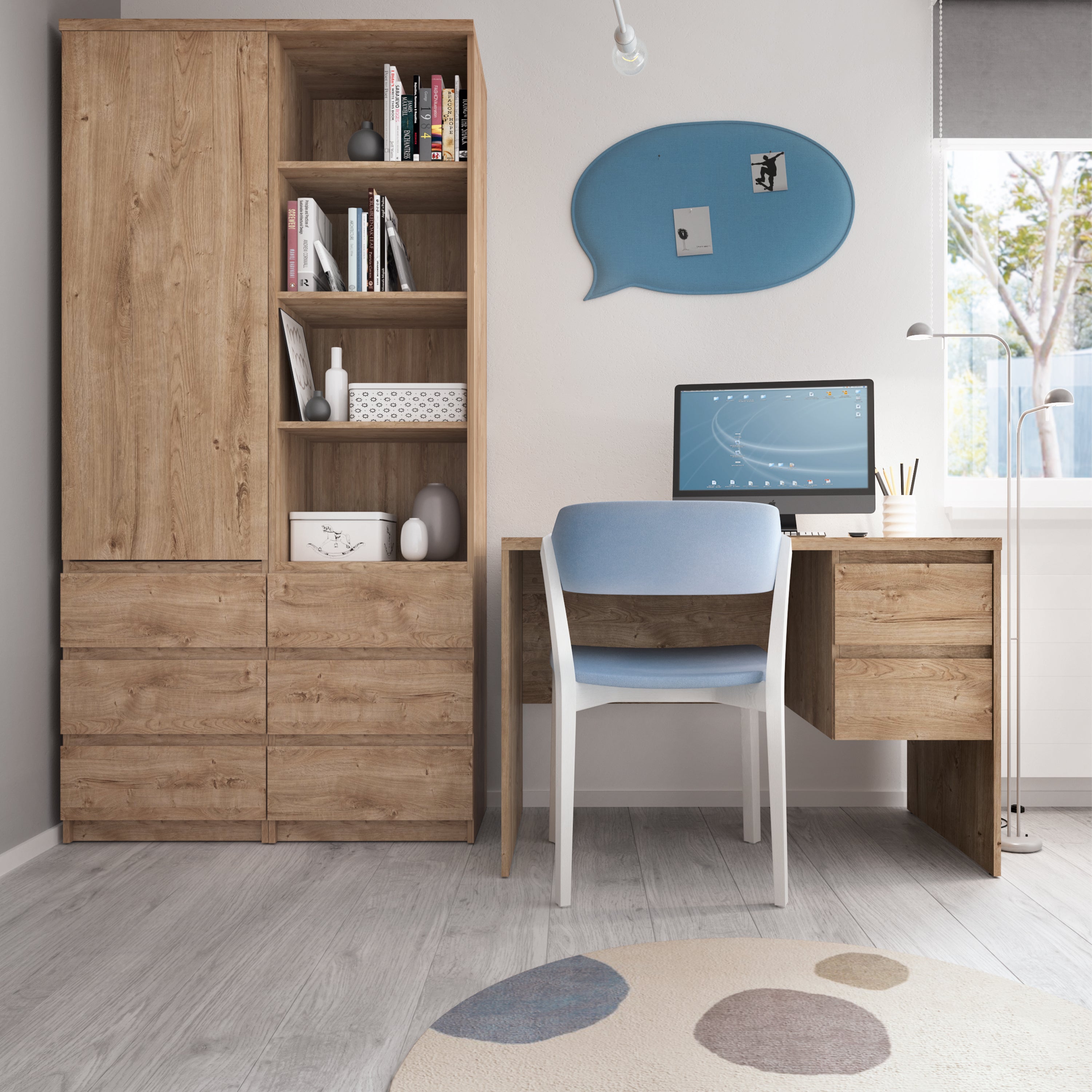 Fribo Desk 2 Drawer in Golden Ribbeck Oak