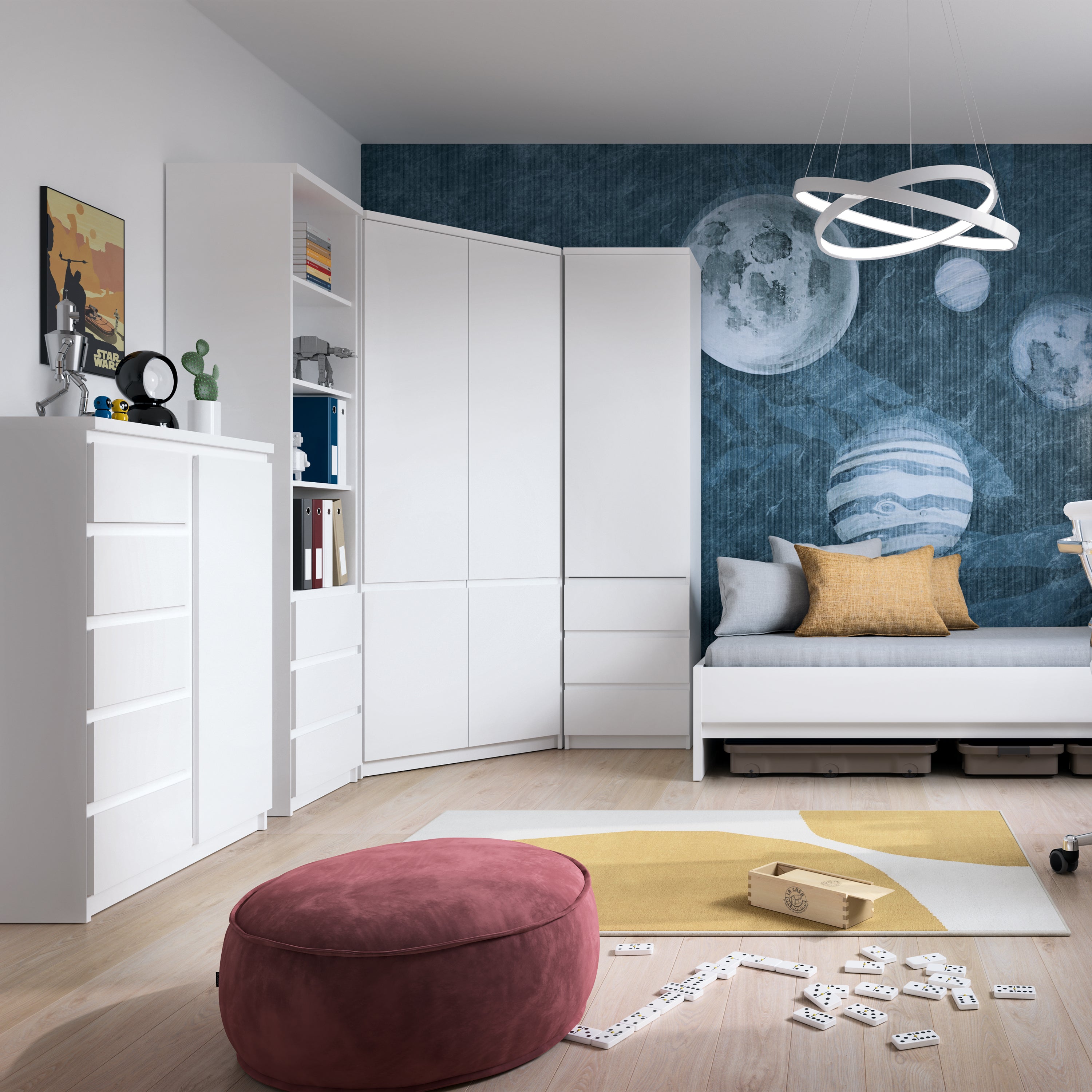 Fribo Corner Wardrobe 2 Door in Alpine White