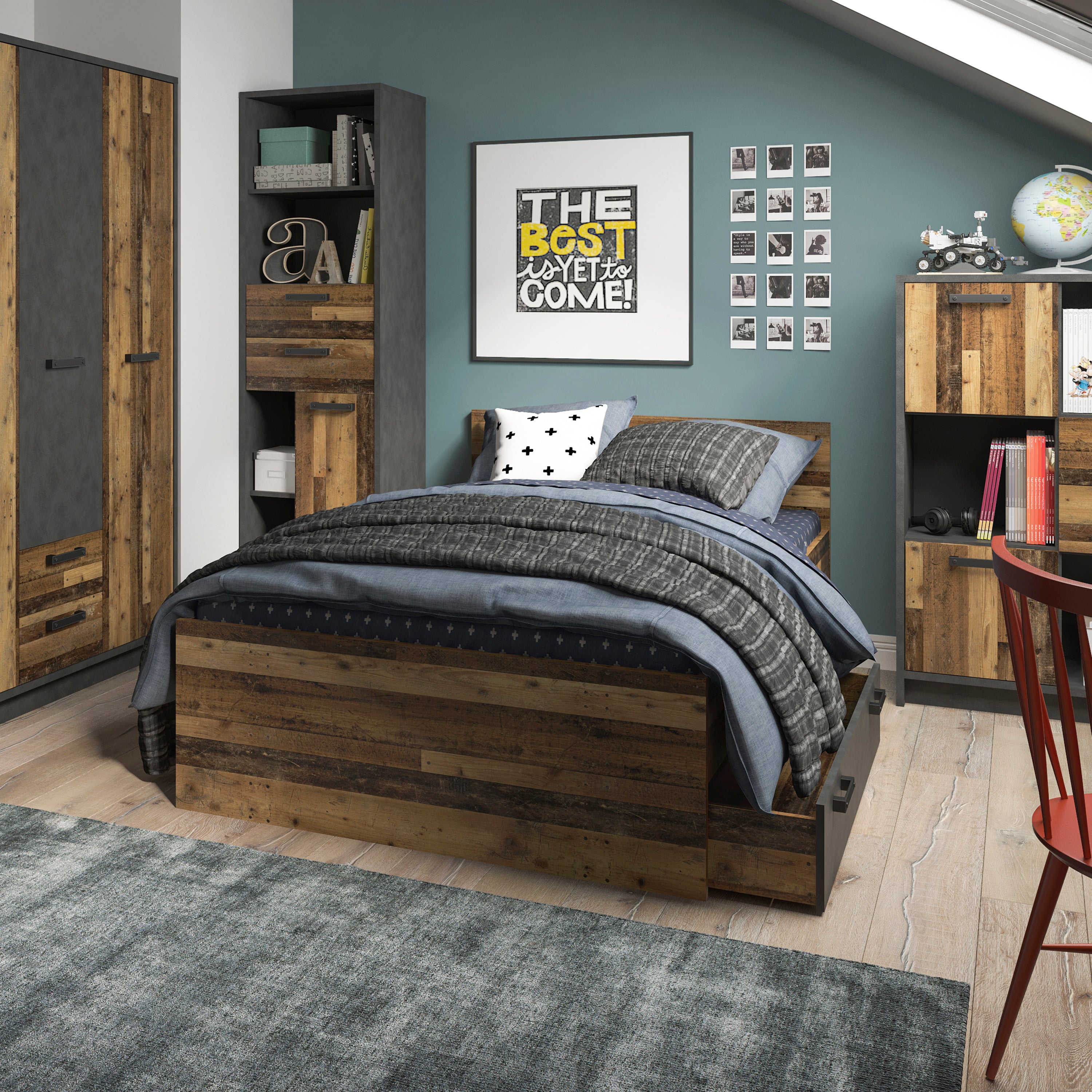 Brooklyn Single Bed 120cm in Walnut