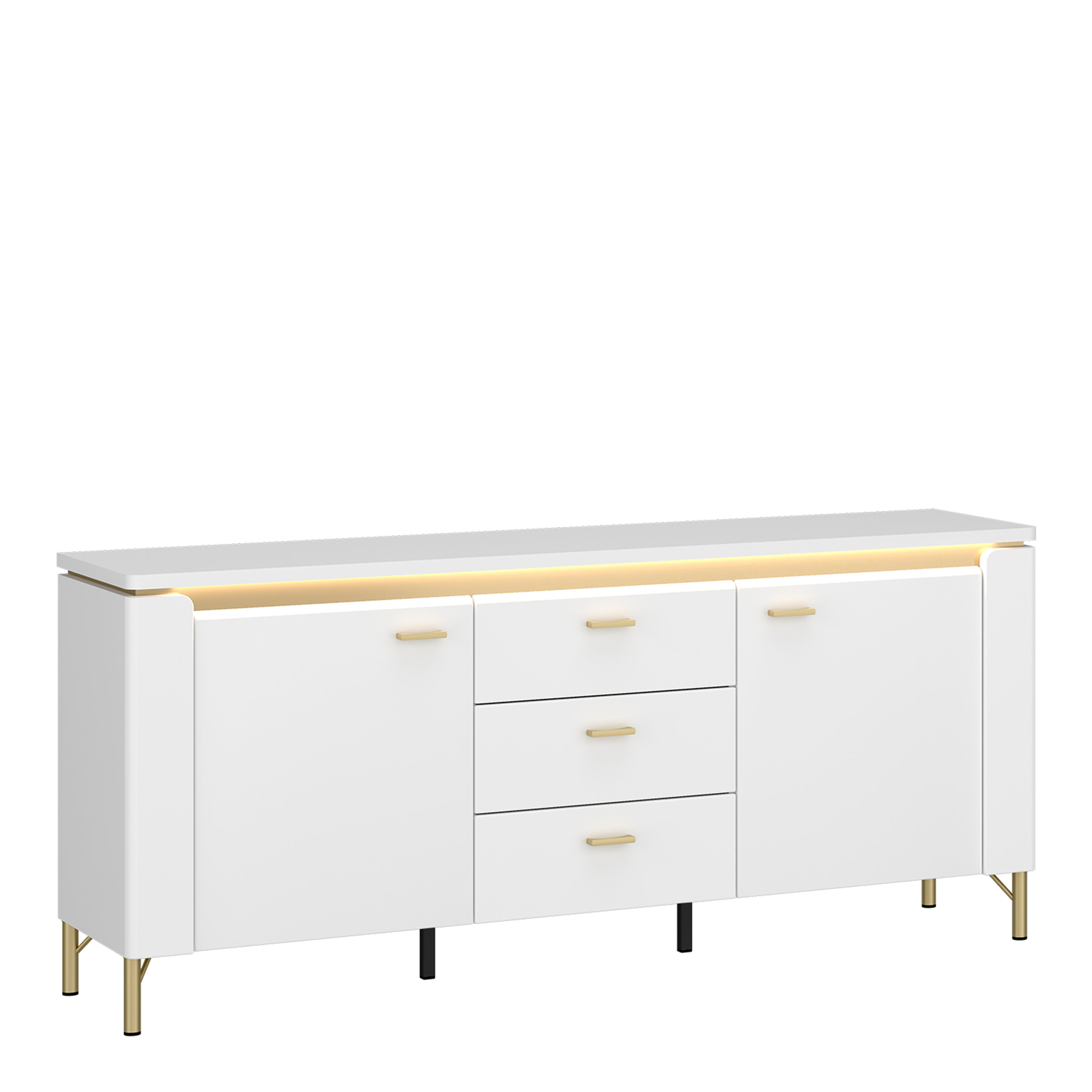Lazio TV Cabinet 2 Door 3 Drawer in Alpine White/White Gloss