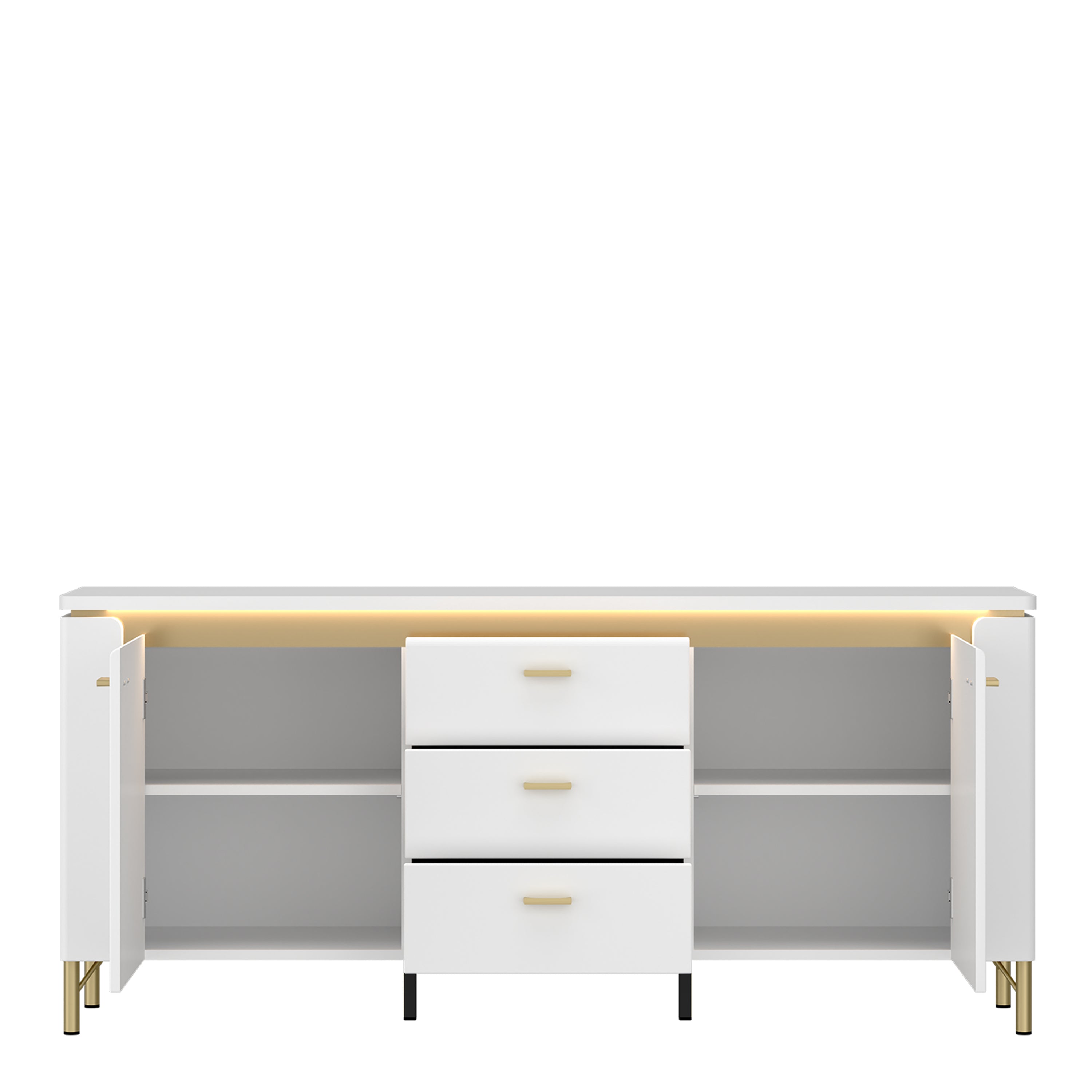 Lazio TV Cabinet 2 Door 3 Drawer in Alpine White/White Gloss