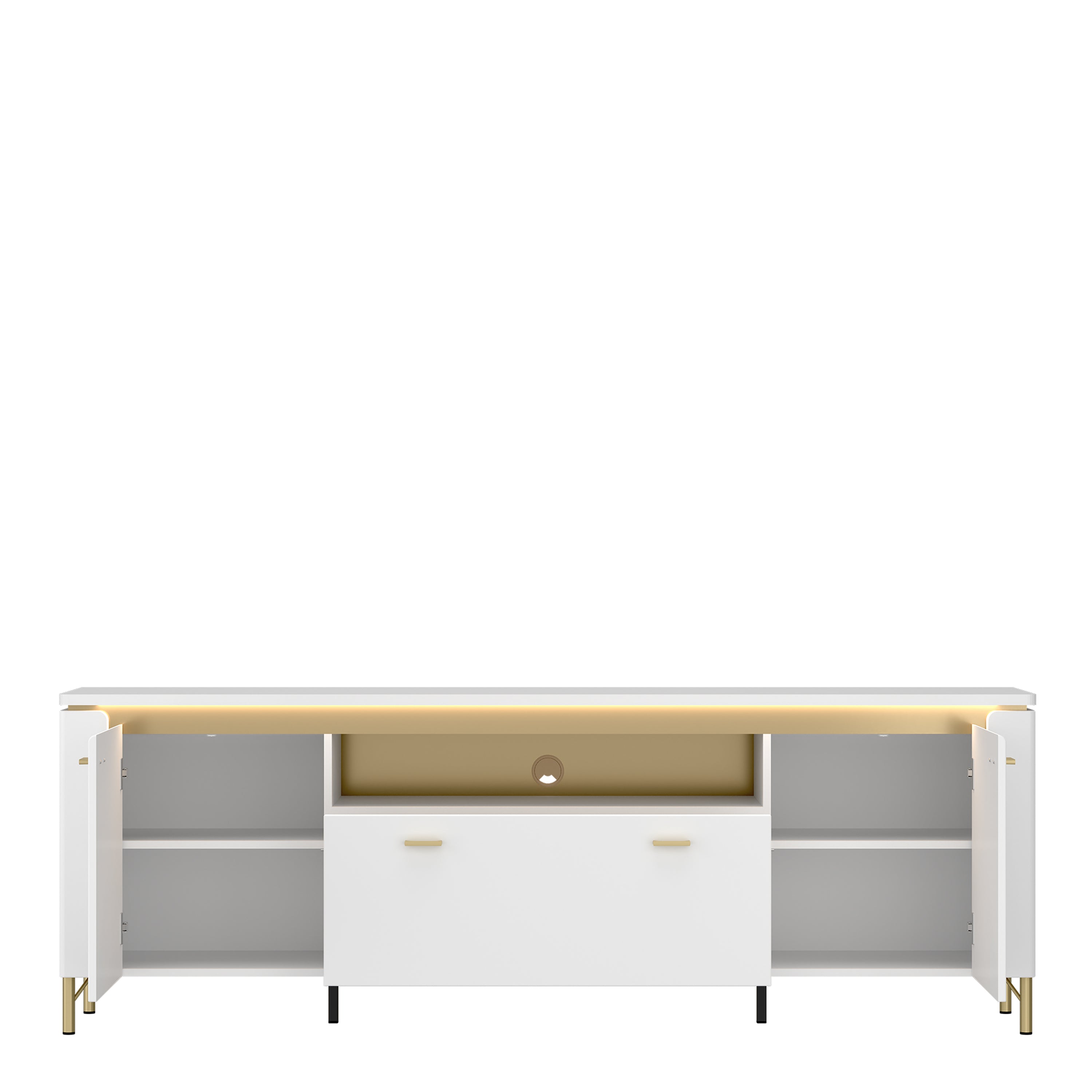 Lazio TV Cabinet 2 Door 1 Drawer in Alpine White/White Gloss