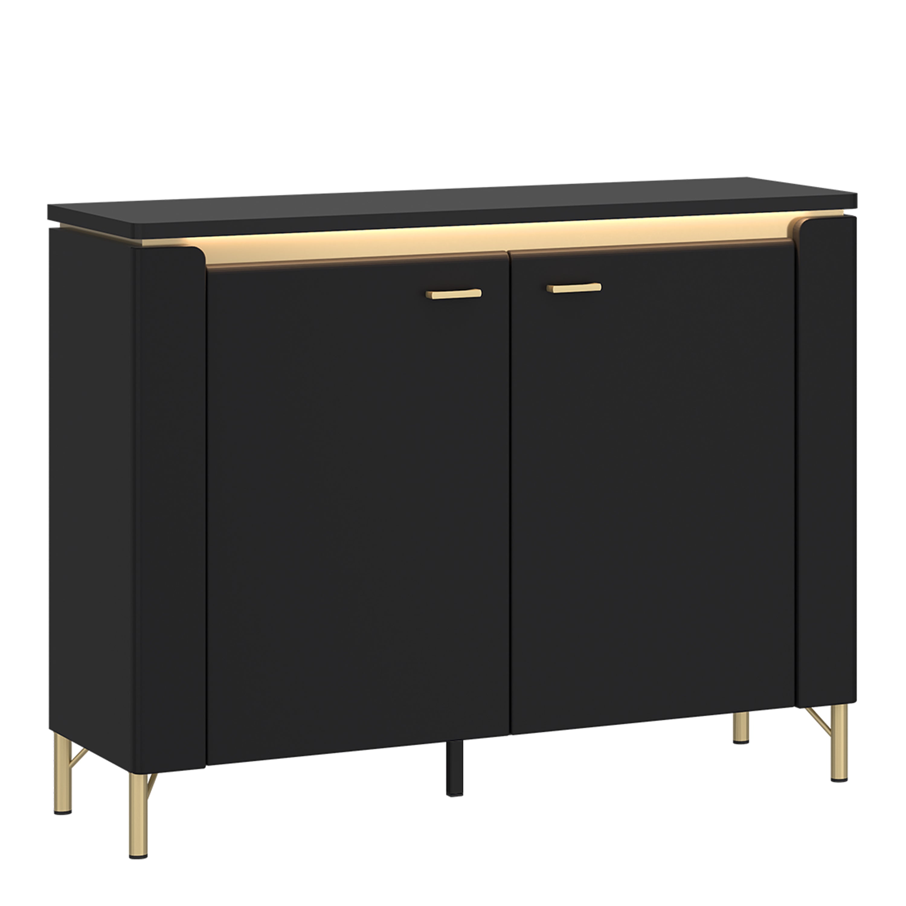 Genoa Sideboard 2 Door in Black Matt/Gold
