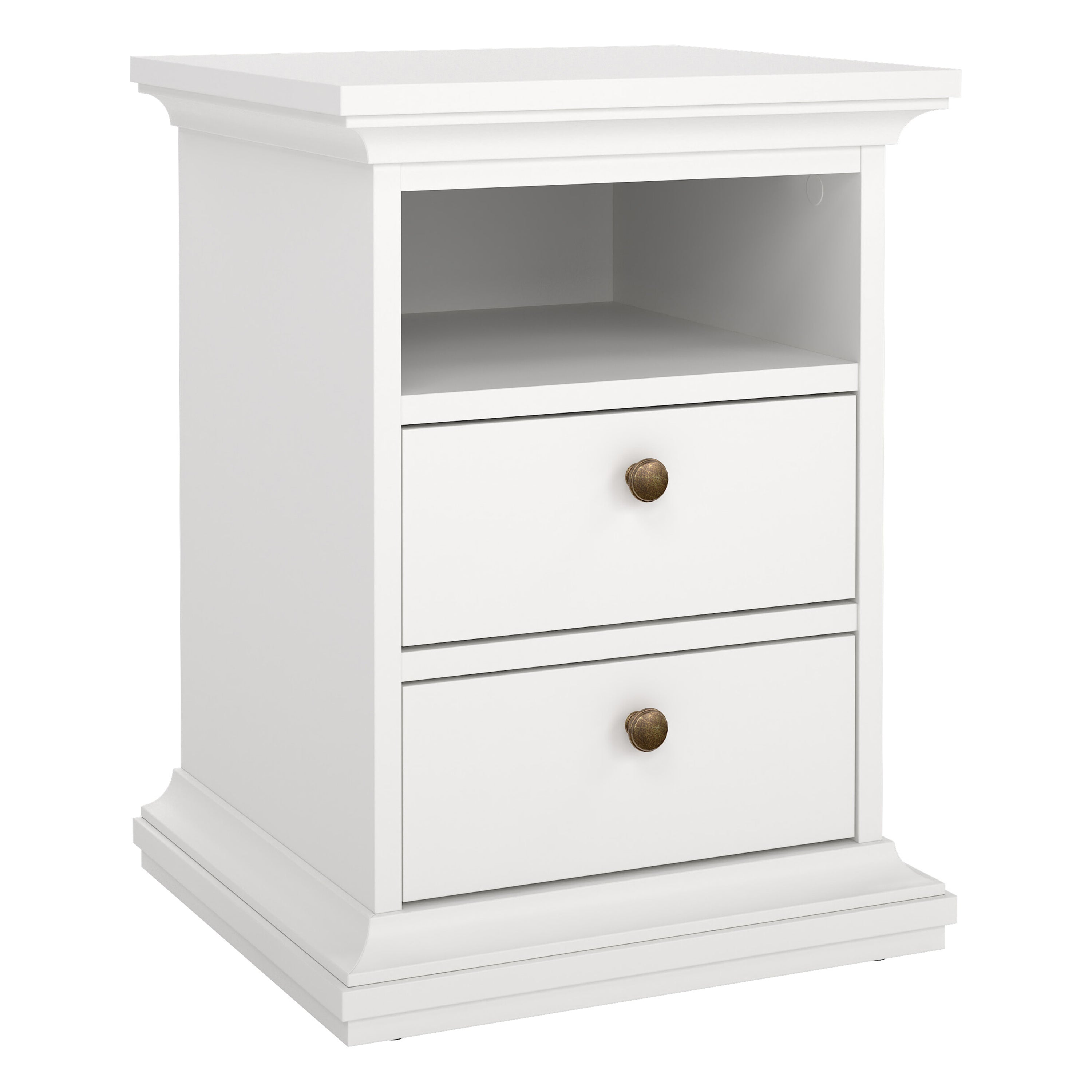 Paris Package - Bedside 2 Drawers + Chest of 4 Drawers + Wardrobe with 2 Doors White