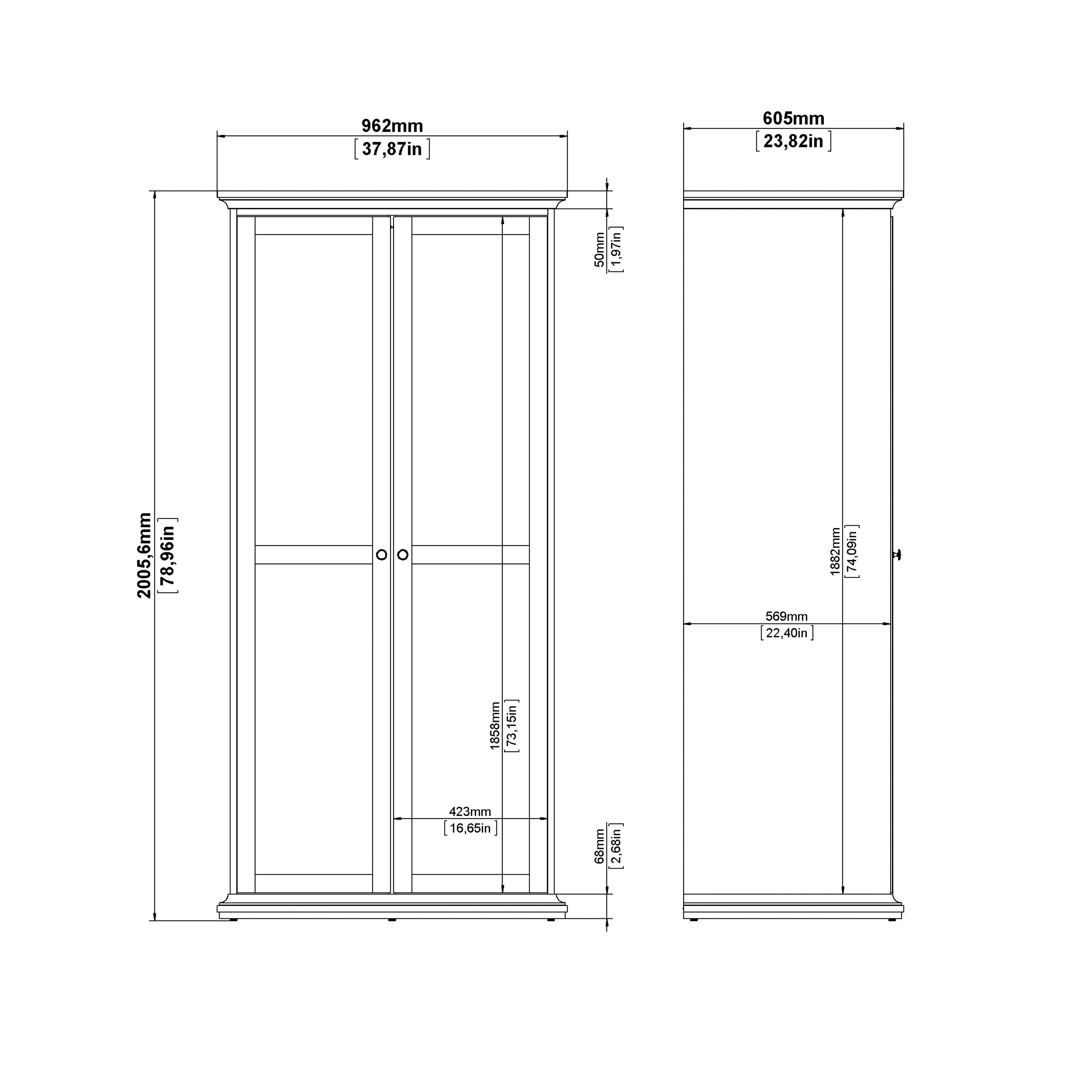Paris Bedside 2 Drawers in Matt Grey