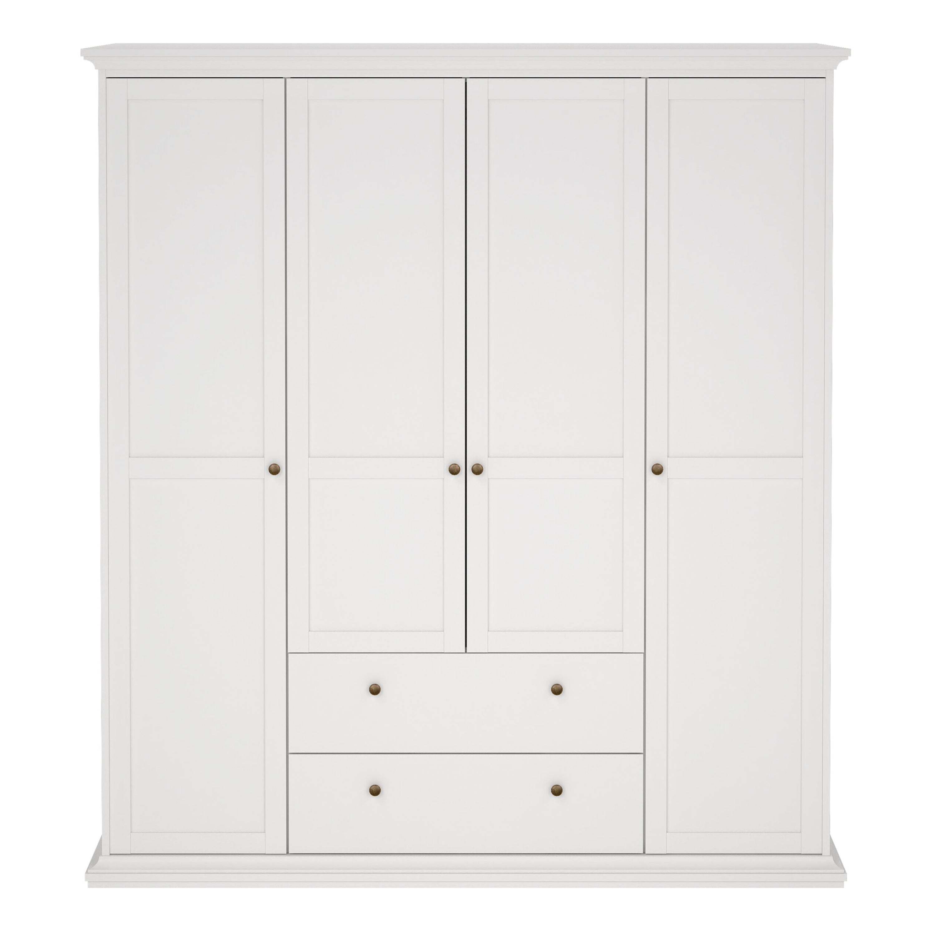 Paris Wardrobe with 4 Doors and 2 Drawers in White