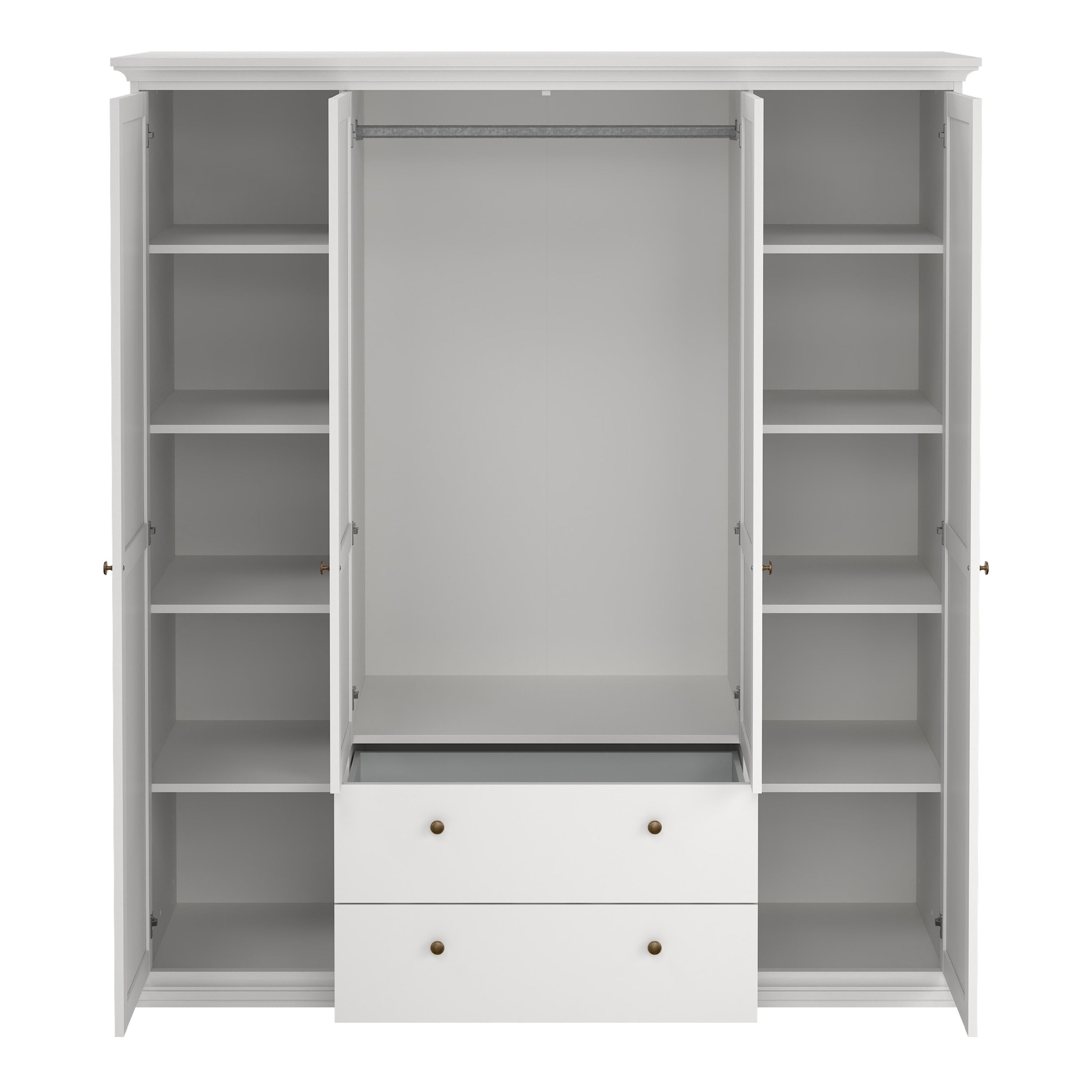 Paris Wardrobe with 4 Doors and 2 Drawers in White