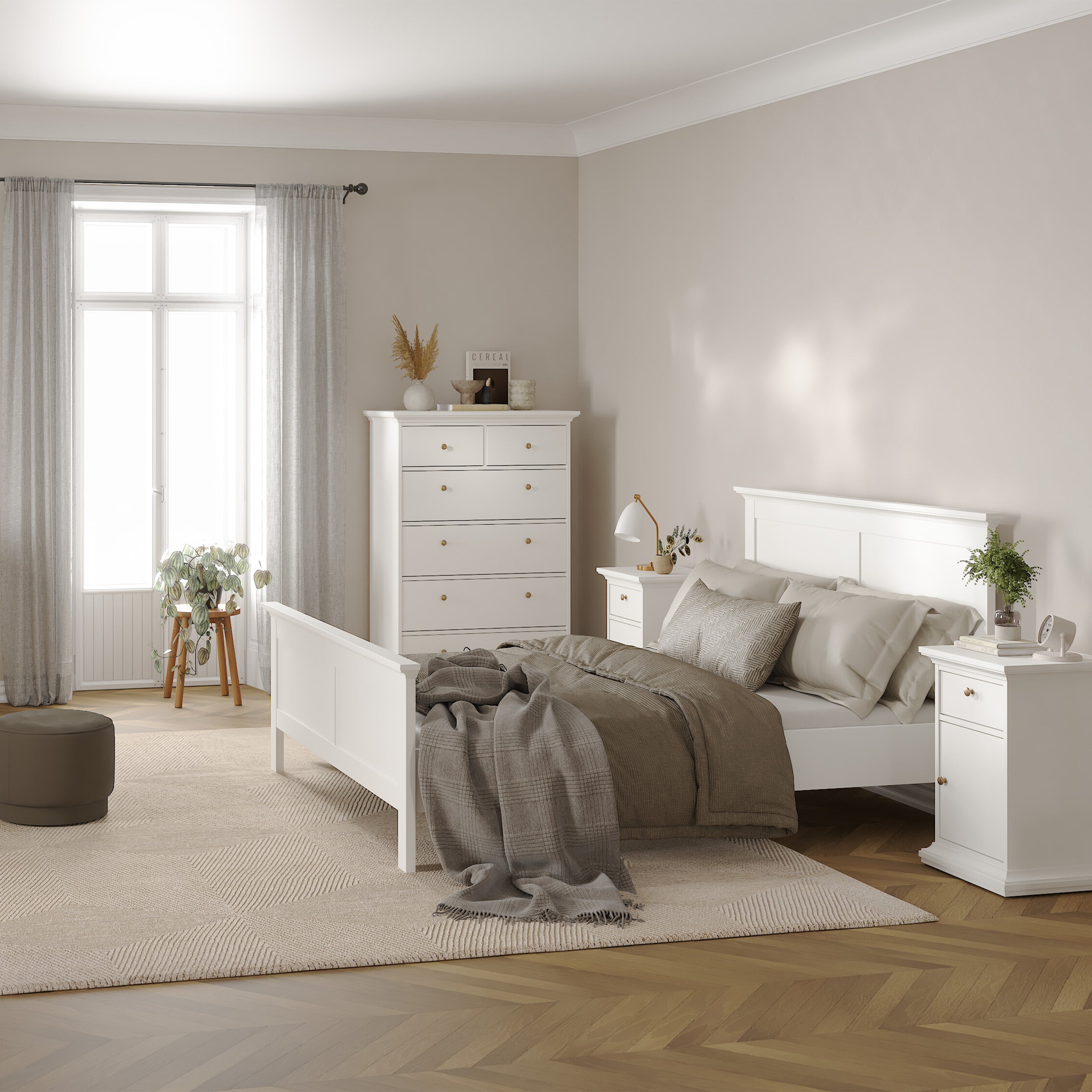Paris Double Bed (140 x 200) in White