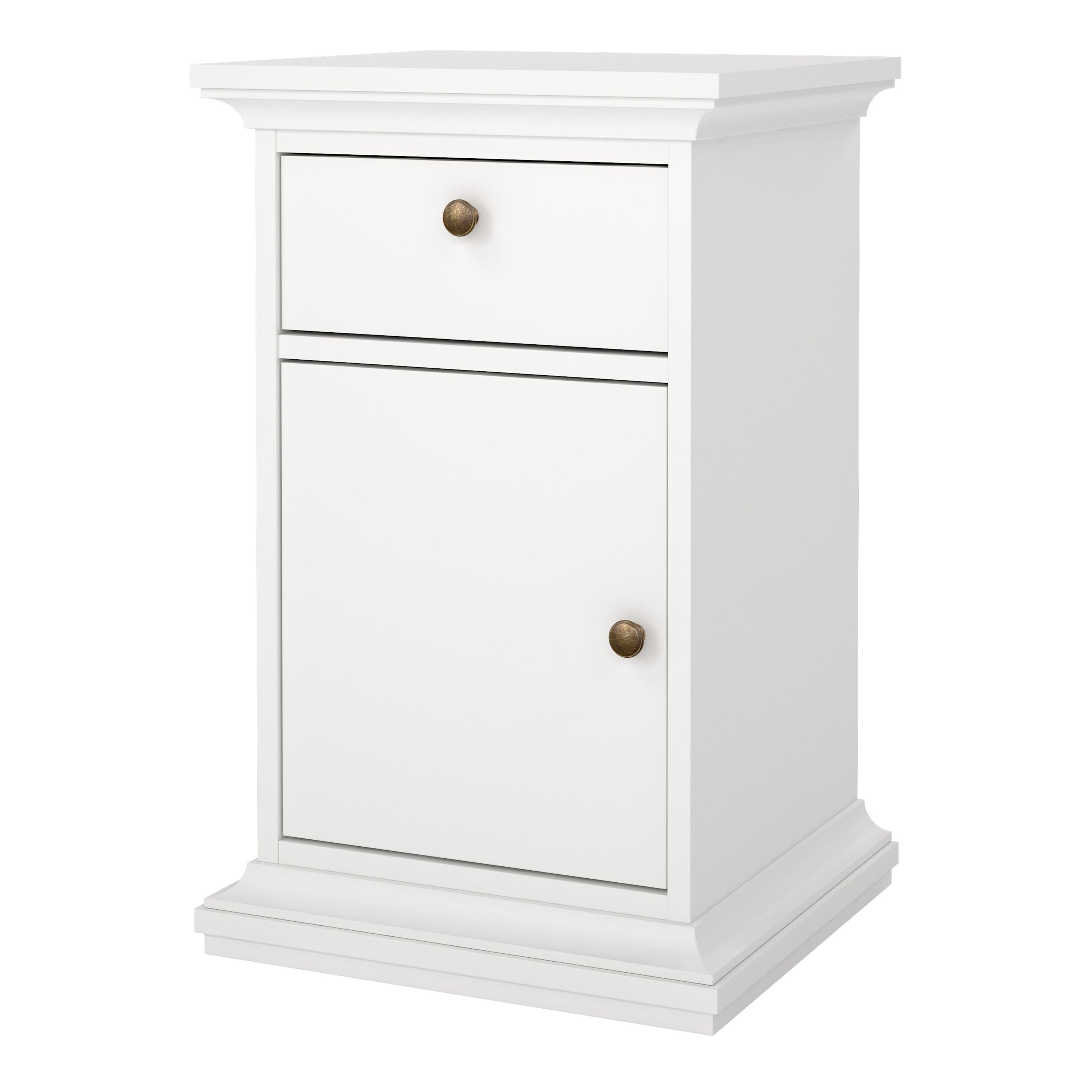 Paris Nightstand 1 Door + 1 Drawer in White