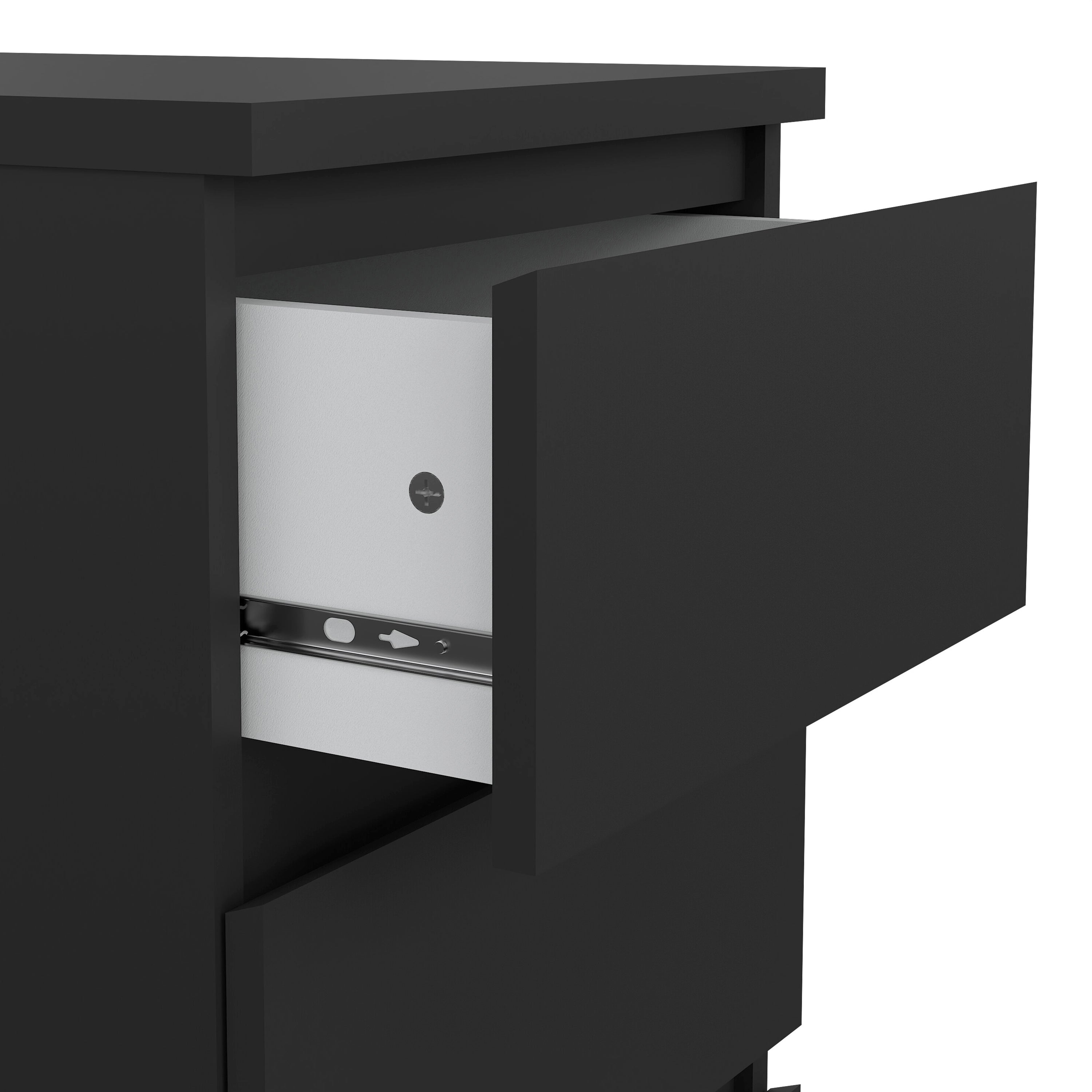 Naia Bedside 3 Drawers in Black Matt