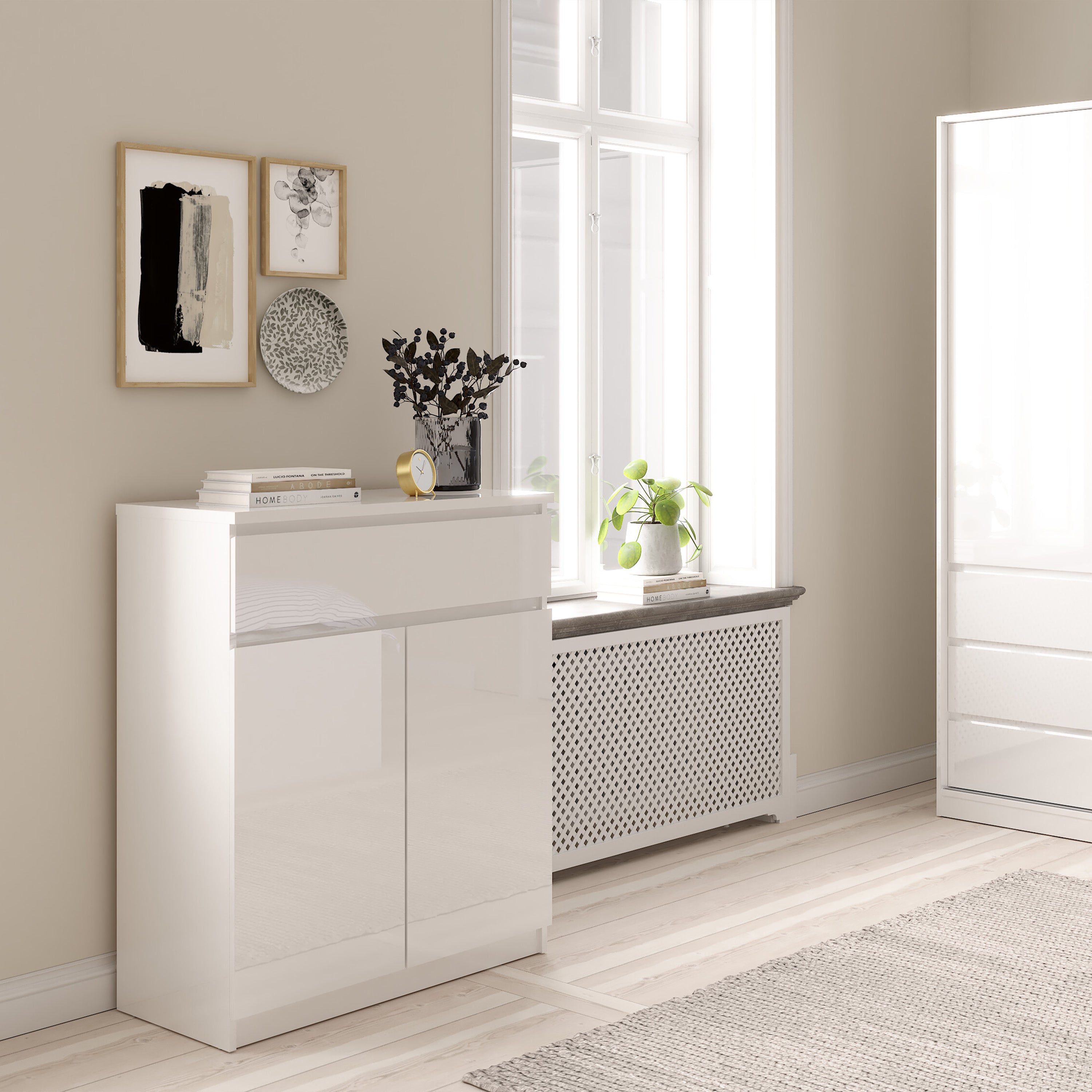 Naia Sideboard 1 Drawer 2 Doors in White High Gloss