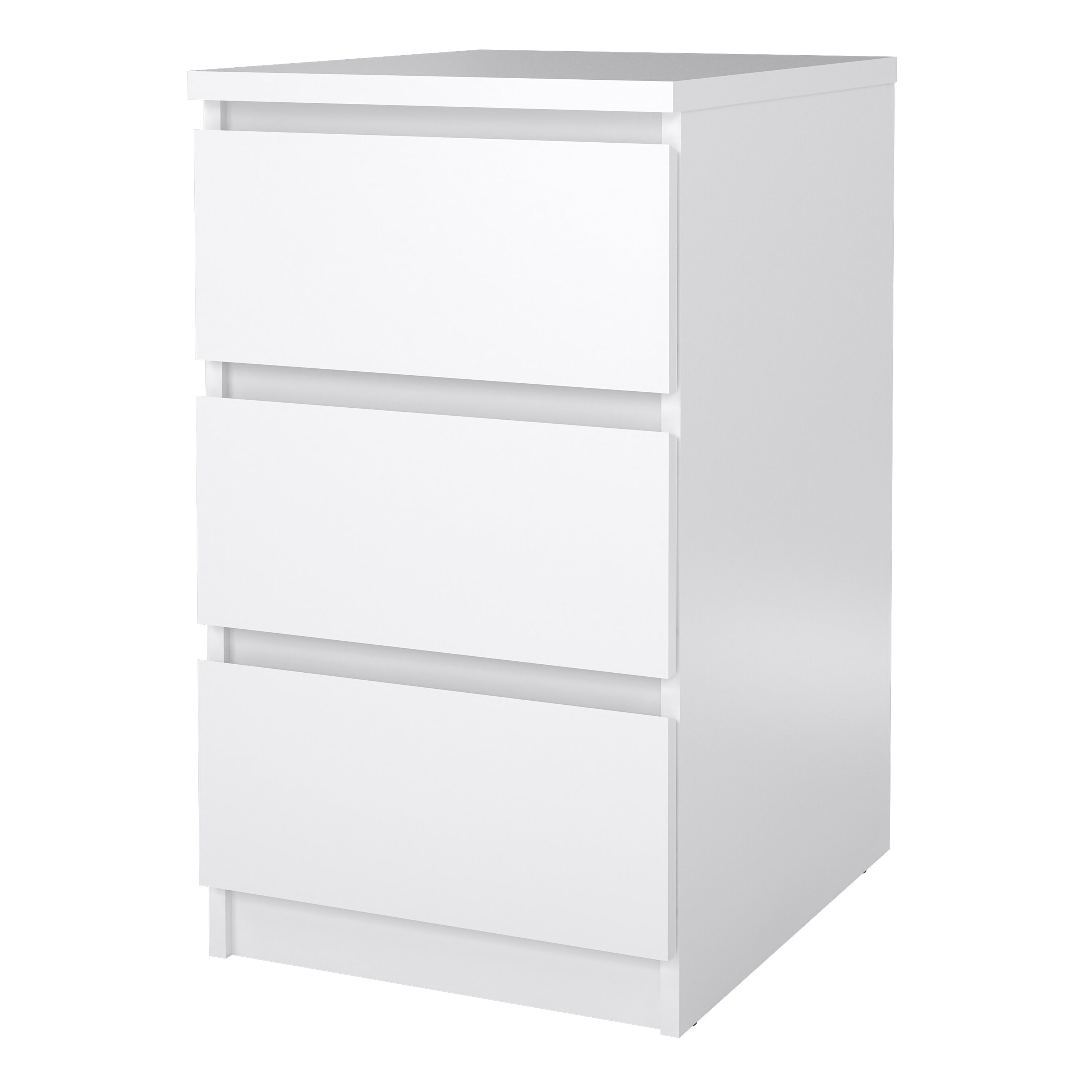 Naia Bedside 3 Drawers in White High Gloss
