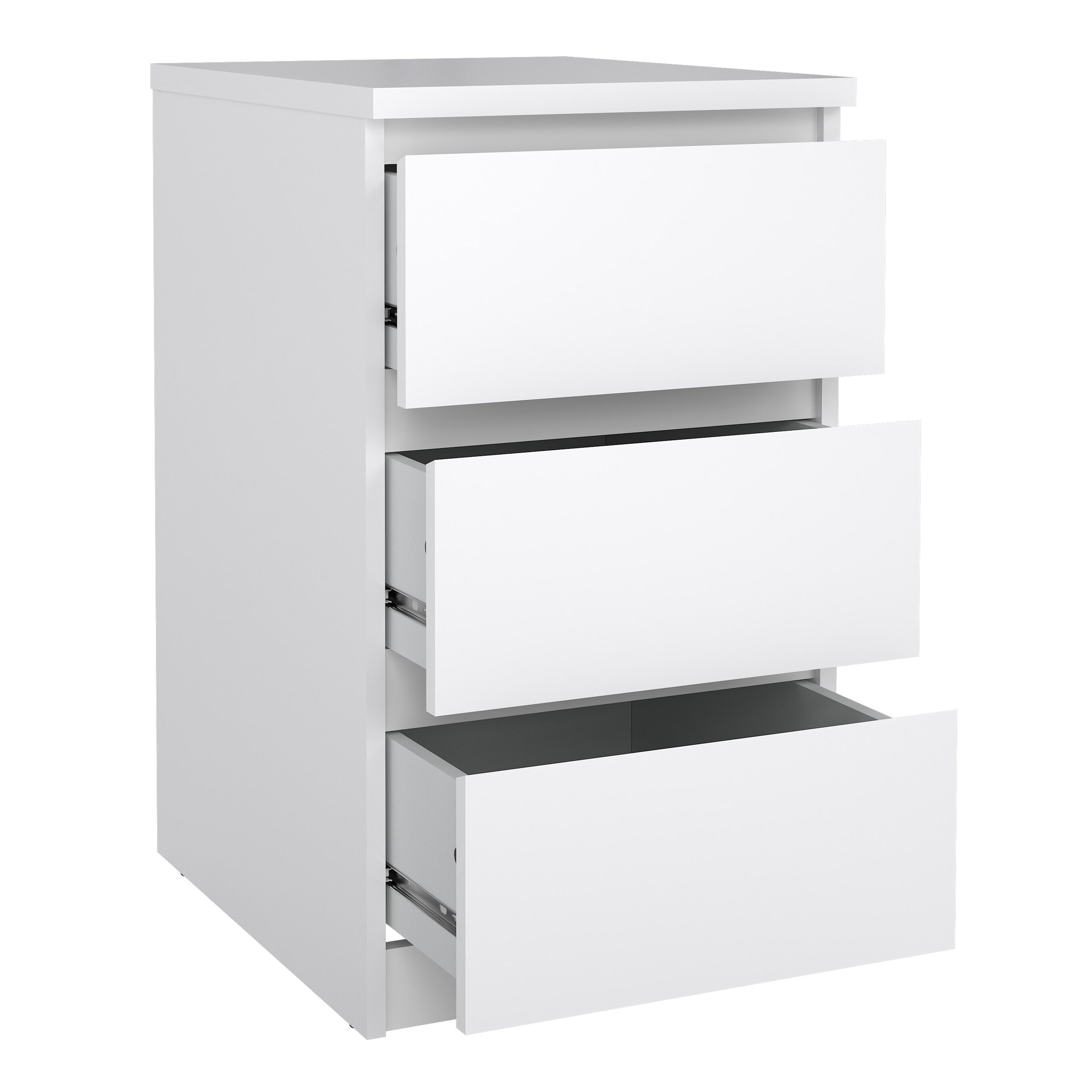 Naia Bedside 3 Drawers in White High Gloss