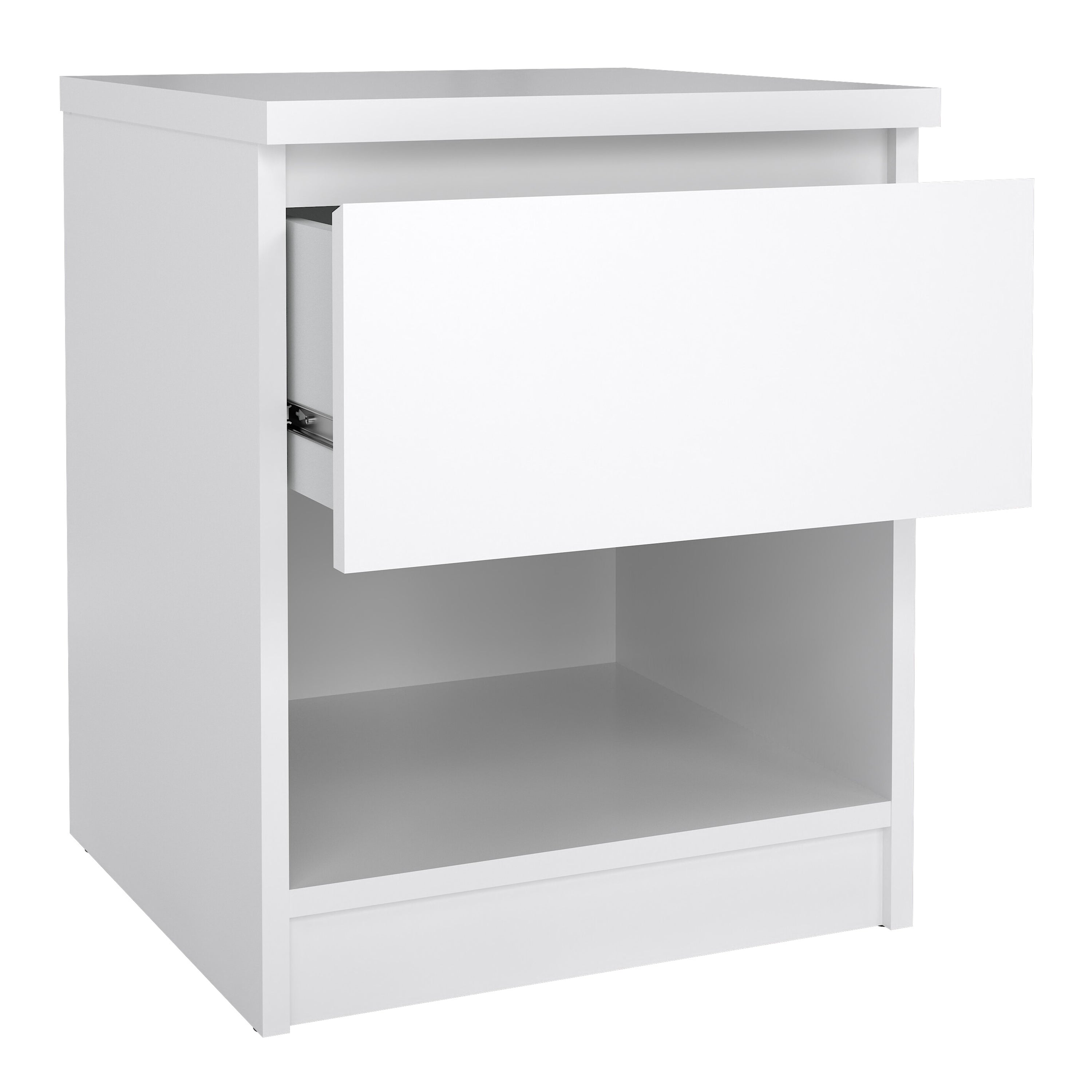 Naia Bedside 1 Drawer 1 Shelf in White High Gloss
