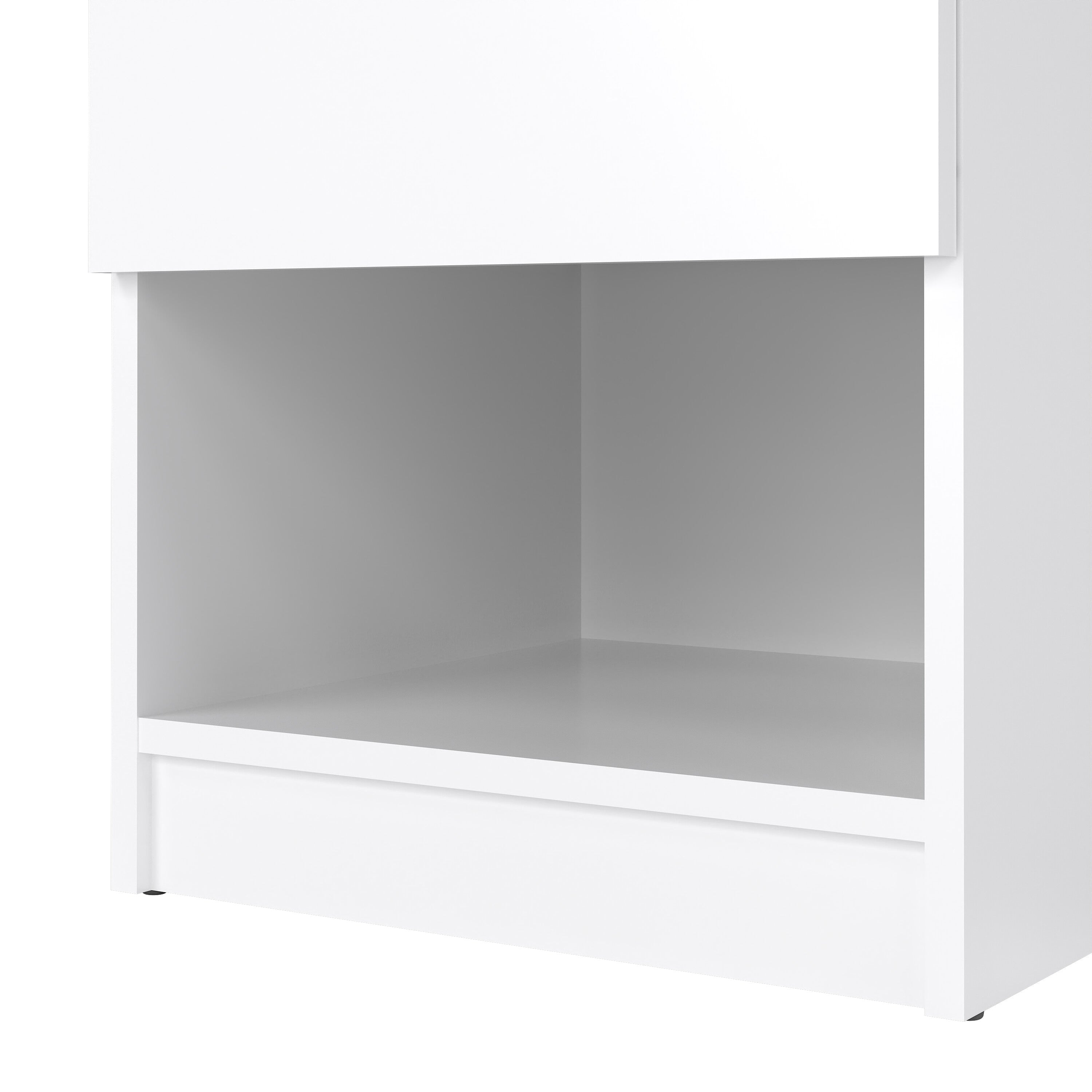 Naia Bedside 1 Drawer 1 Shelf in White High Gloss