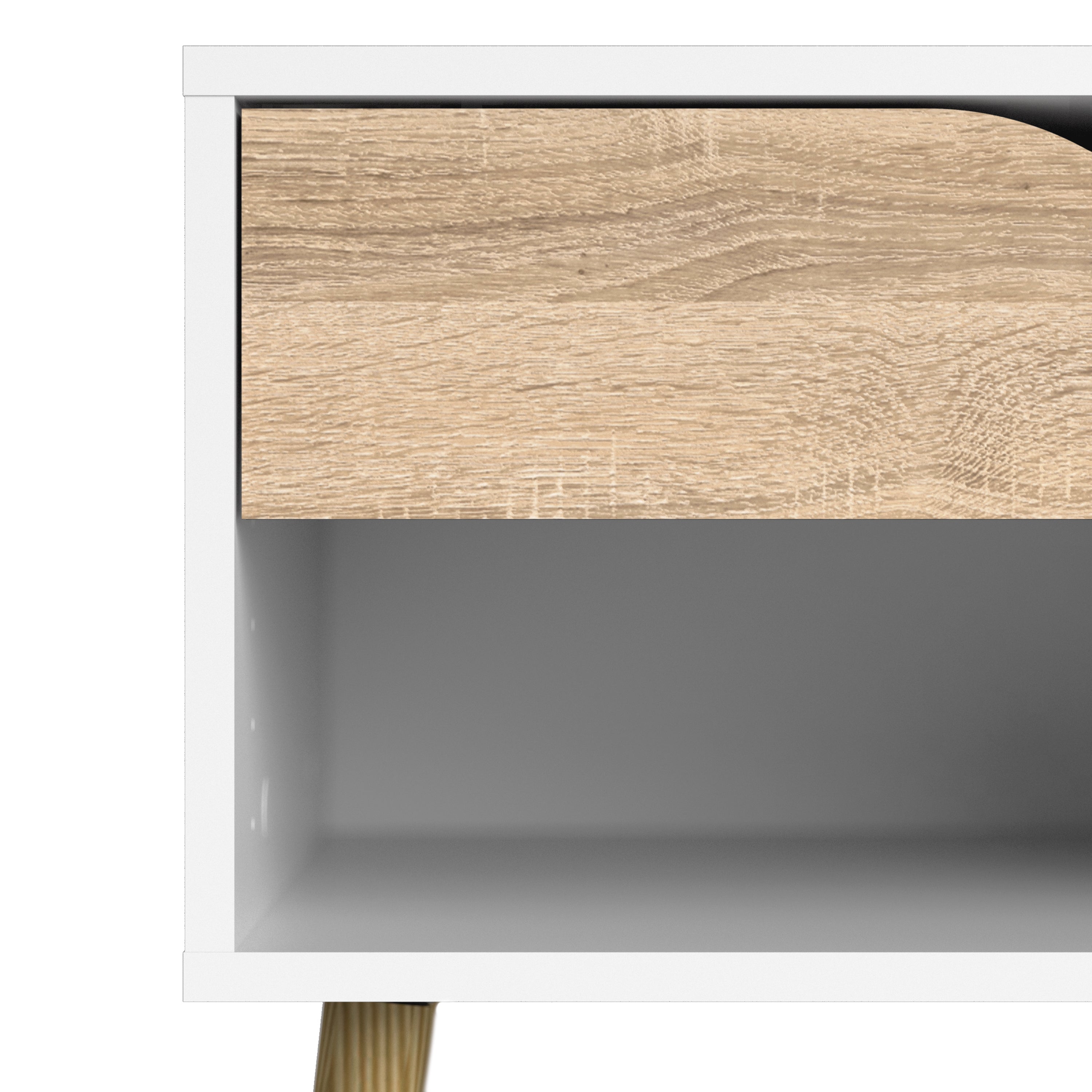 Oslo Bedside 1 Drawer in White and Oak (Package of 2.)
