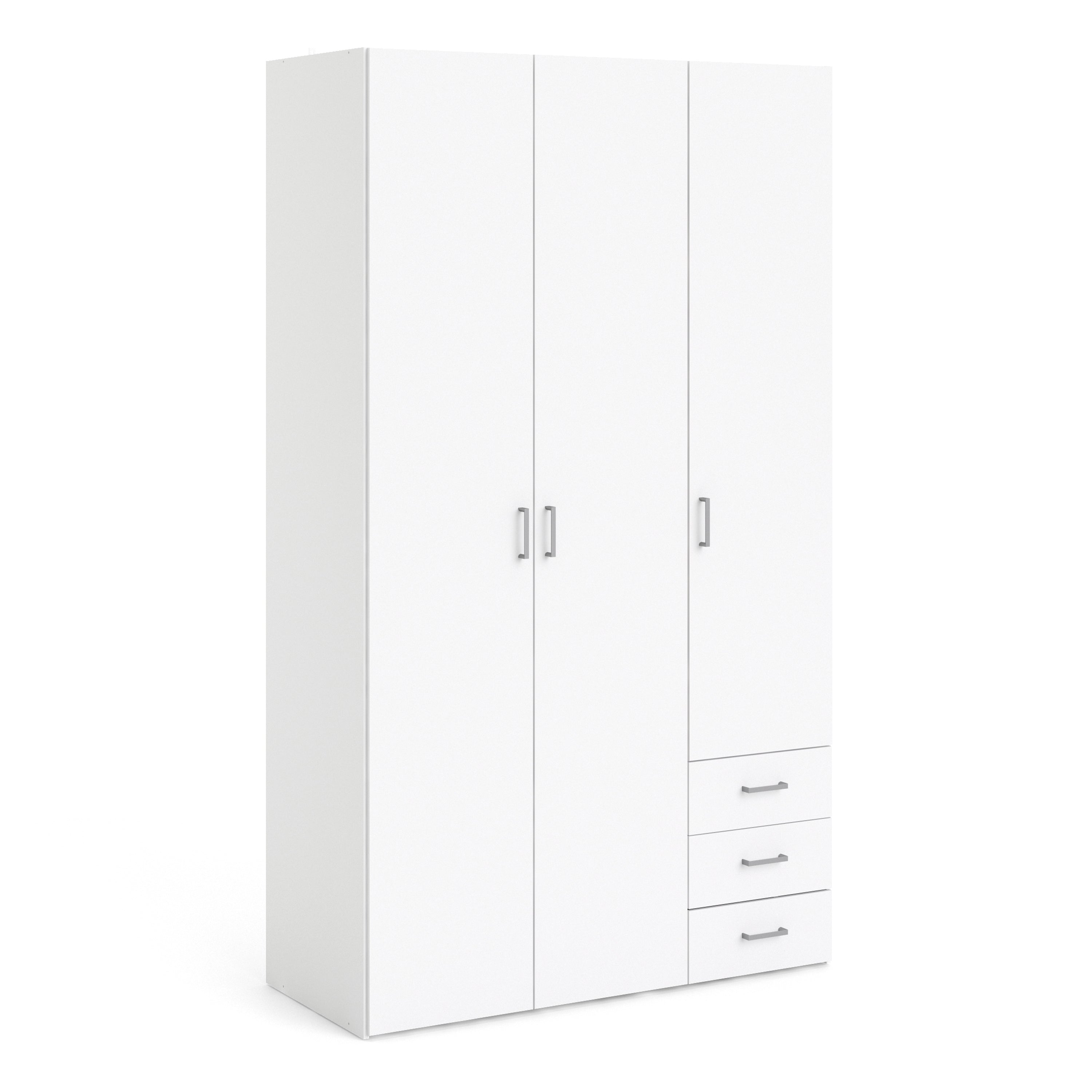 Space Wardrobe 3 Doors 3 Drawers in White 2000