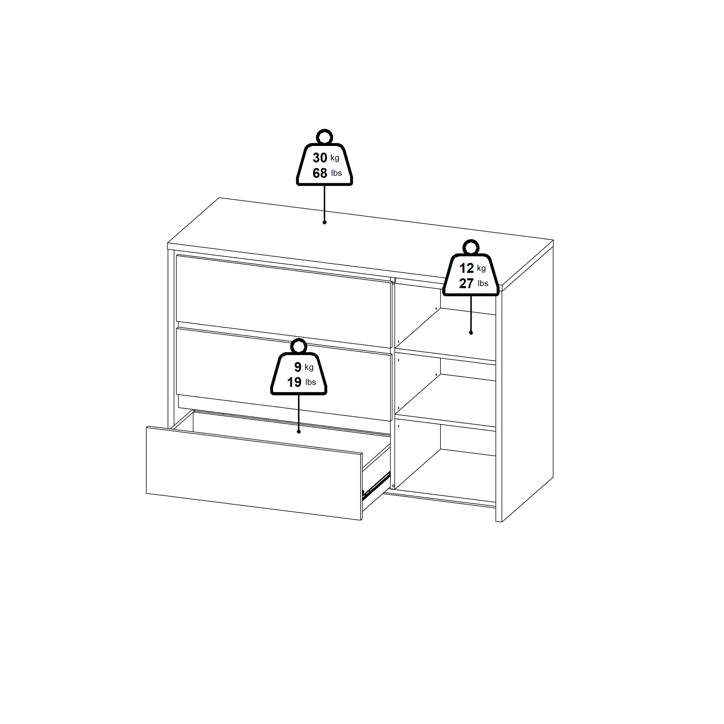Next Sideboard with 1 door and 3 drawers White