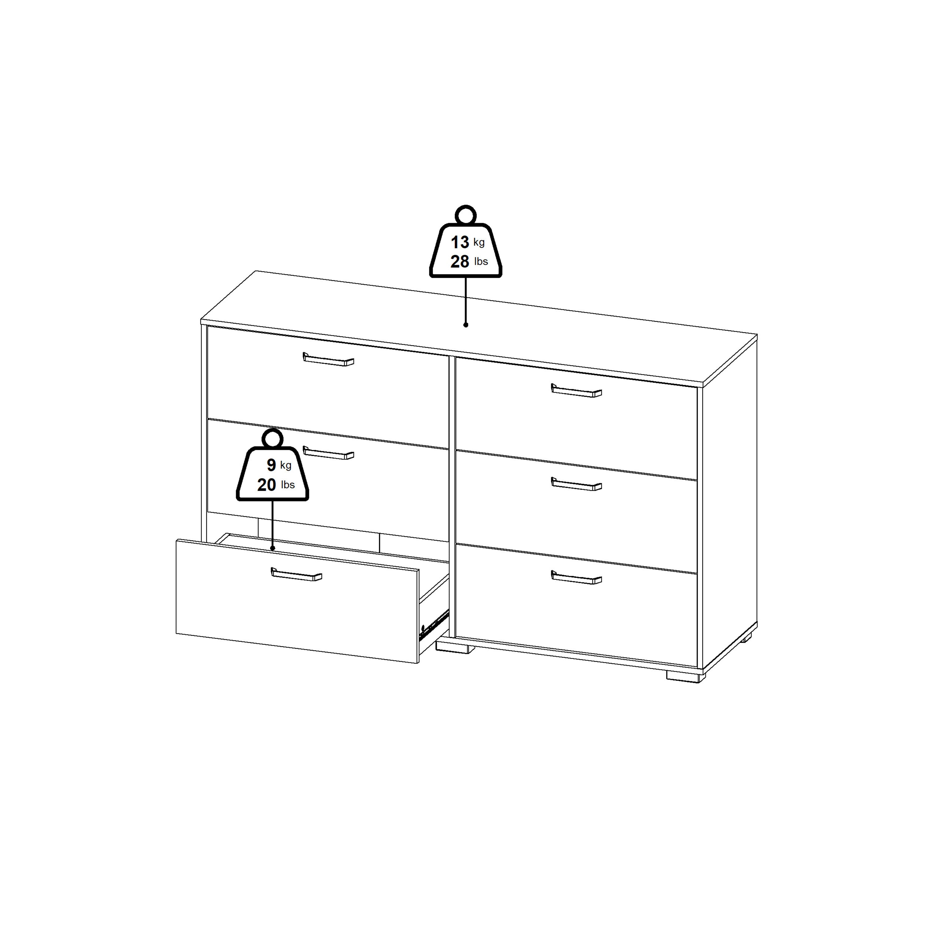 Sofia Double dresser 6 drawers Jackson Hickory