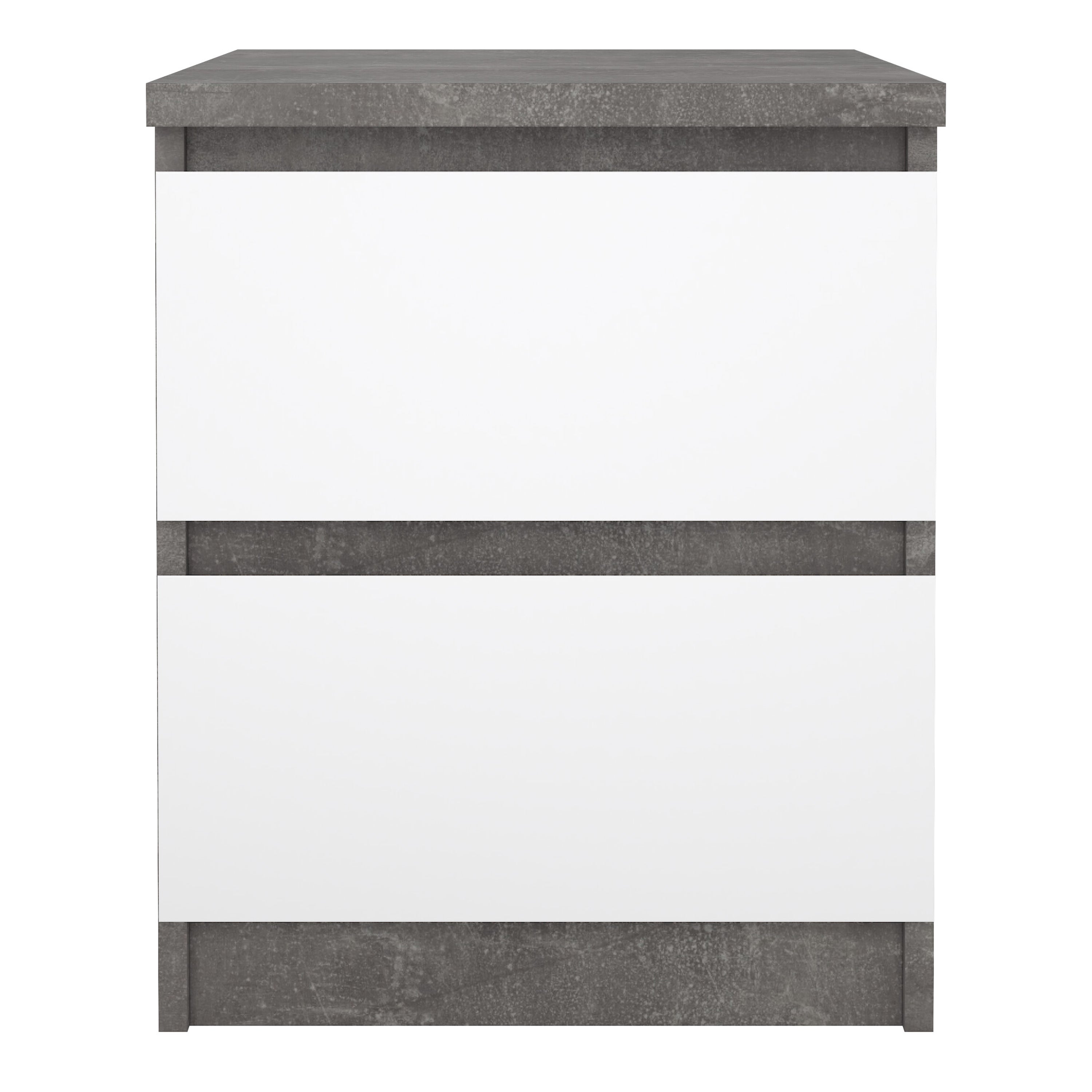 Naia Bedside 2 drawers in Concrete/White high gloss