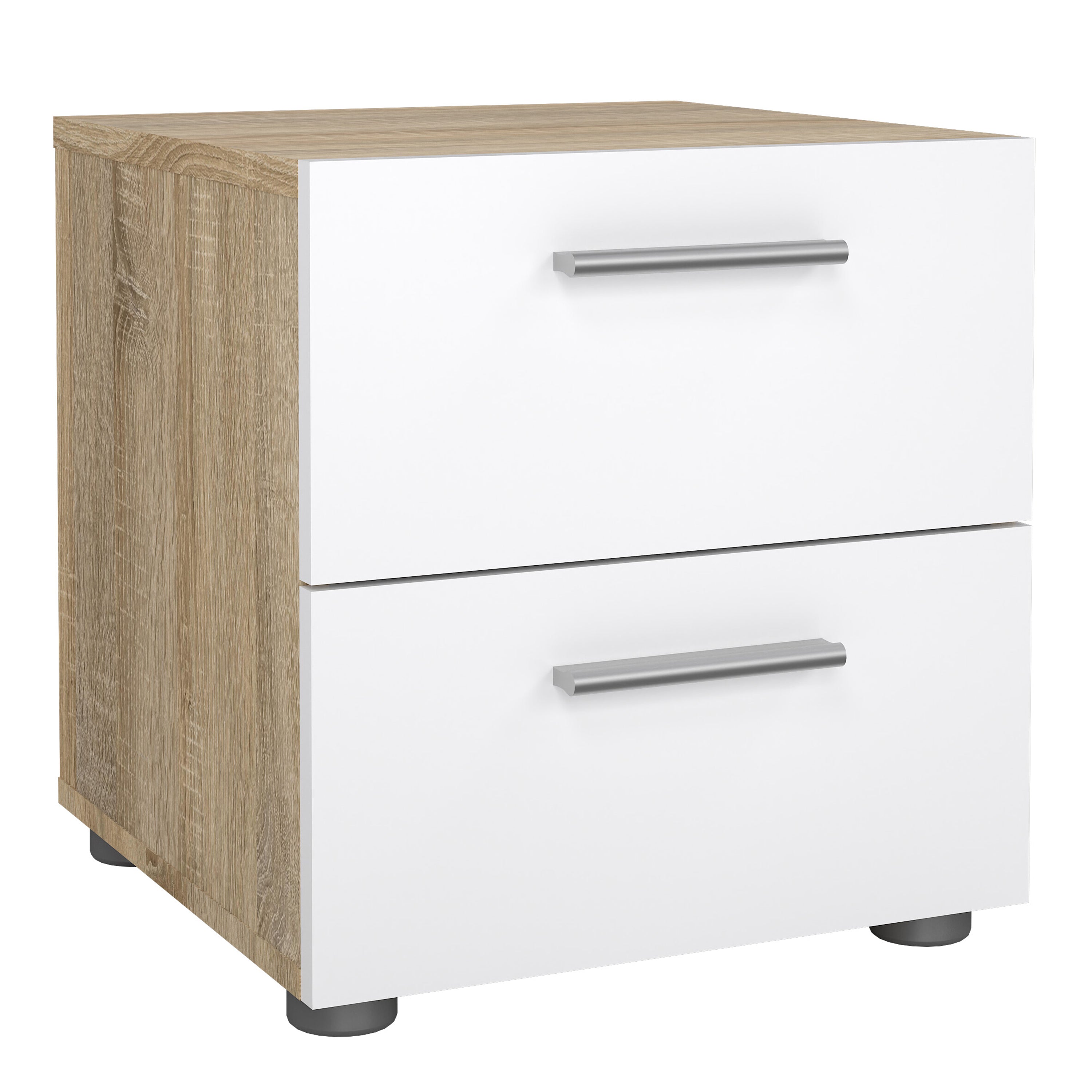Pepe Bedside 2 Drawers in Oak structure/White High Gloss
