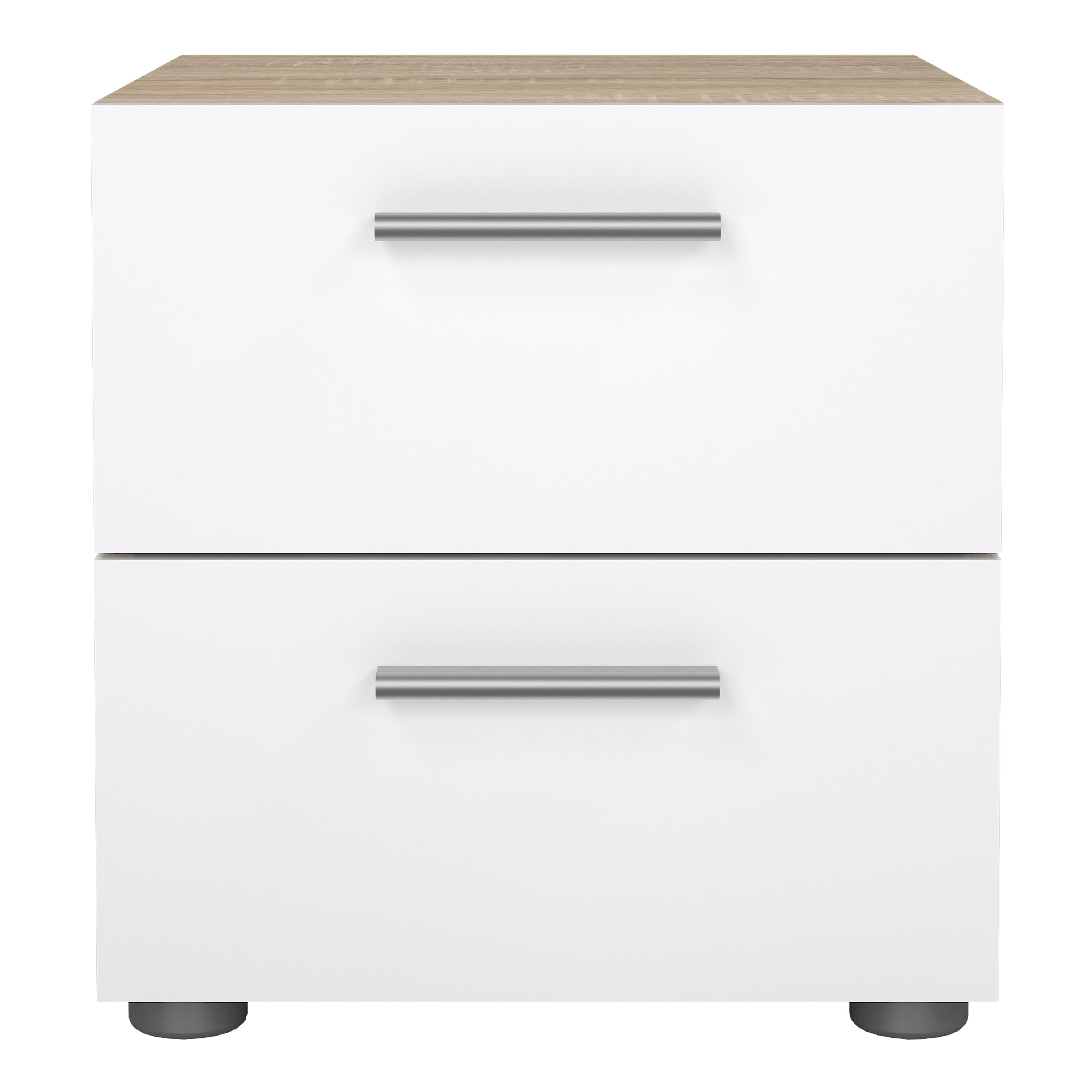 Pepe Bedside 2 Drawers in Oak structure/White High Gloss