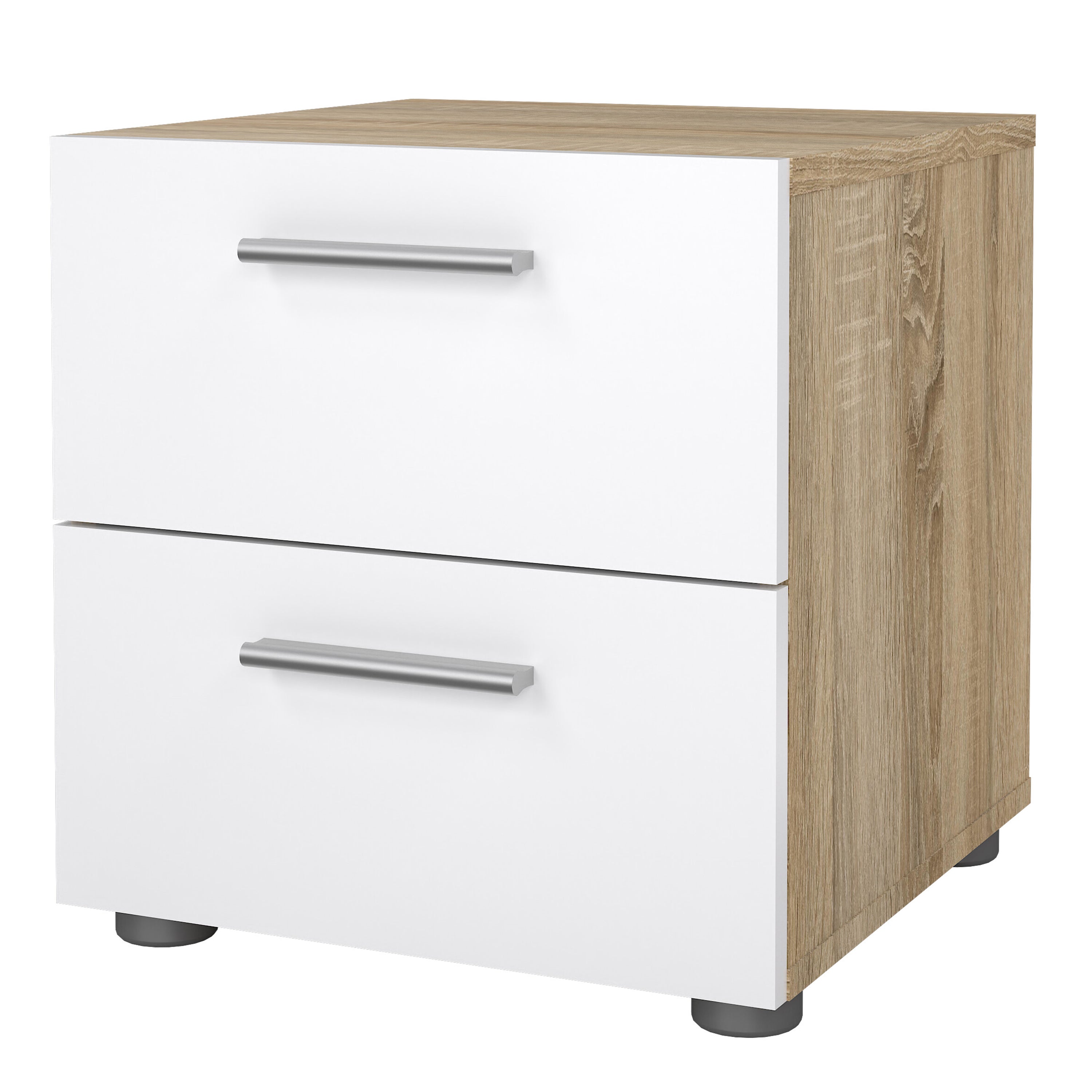 Pepe Bedside 2 Drawers in Oak structure/White High Gloss