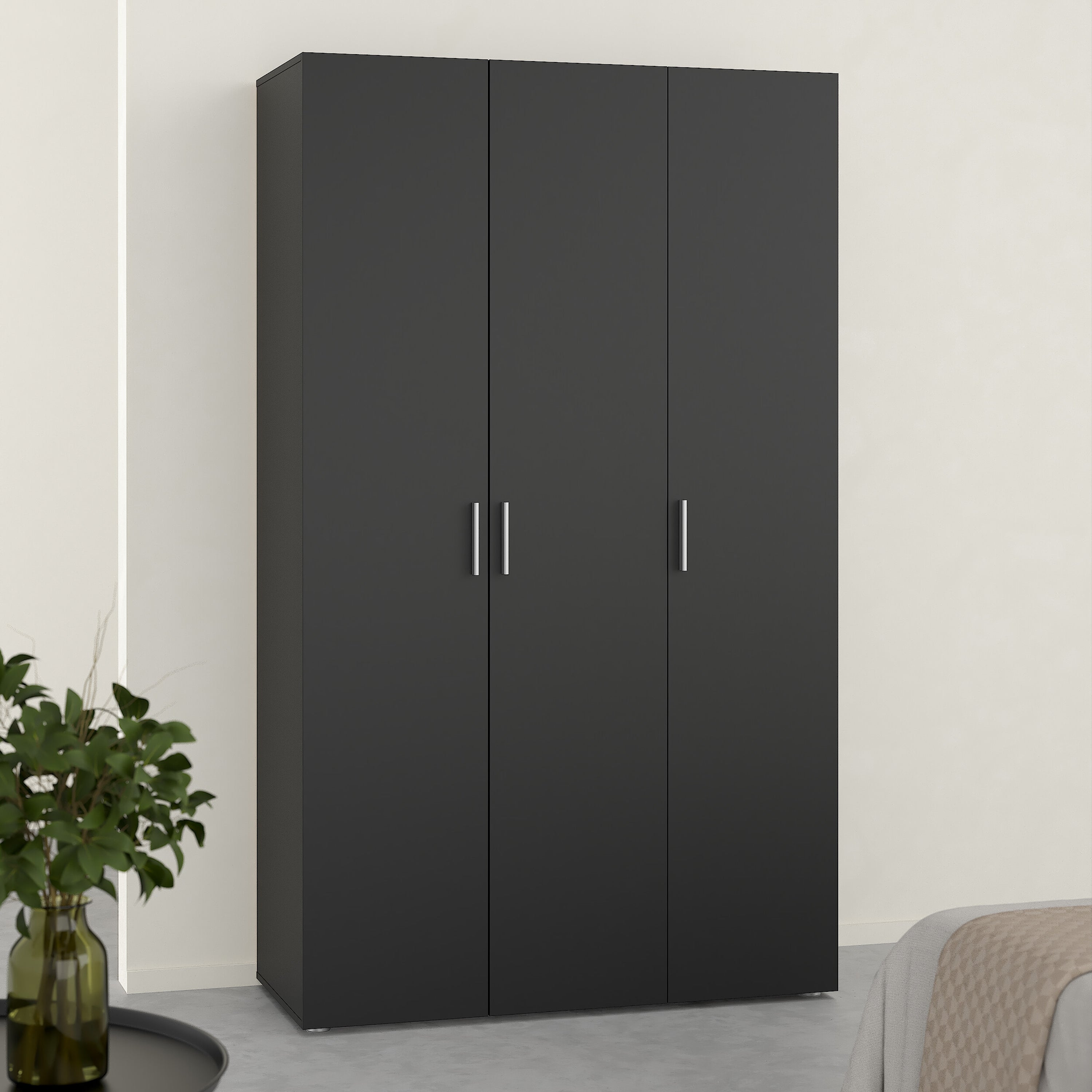 Pepe Wardrobe with 3 Doors in Black