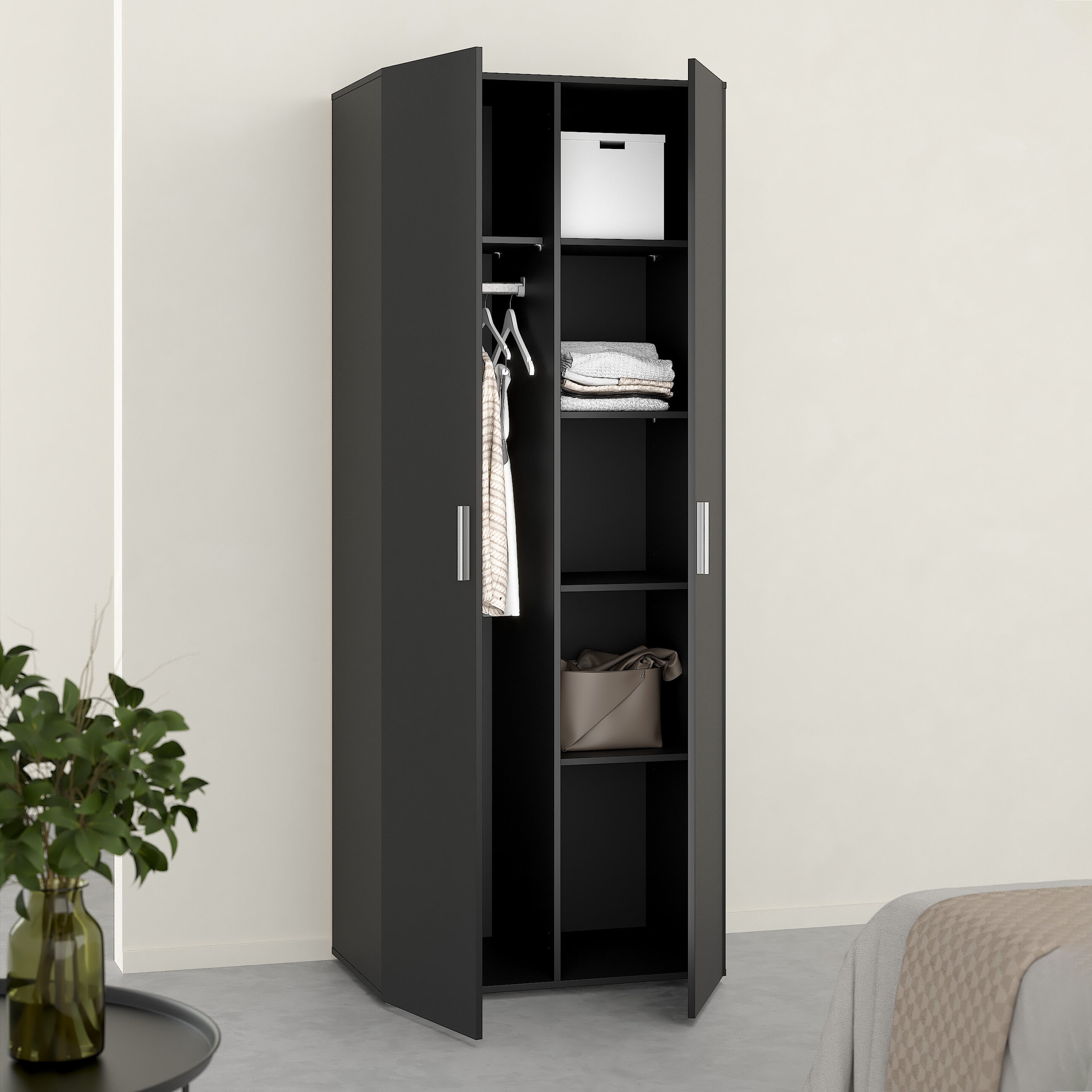 Pepe Wardrobe with 2 Doors in Black