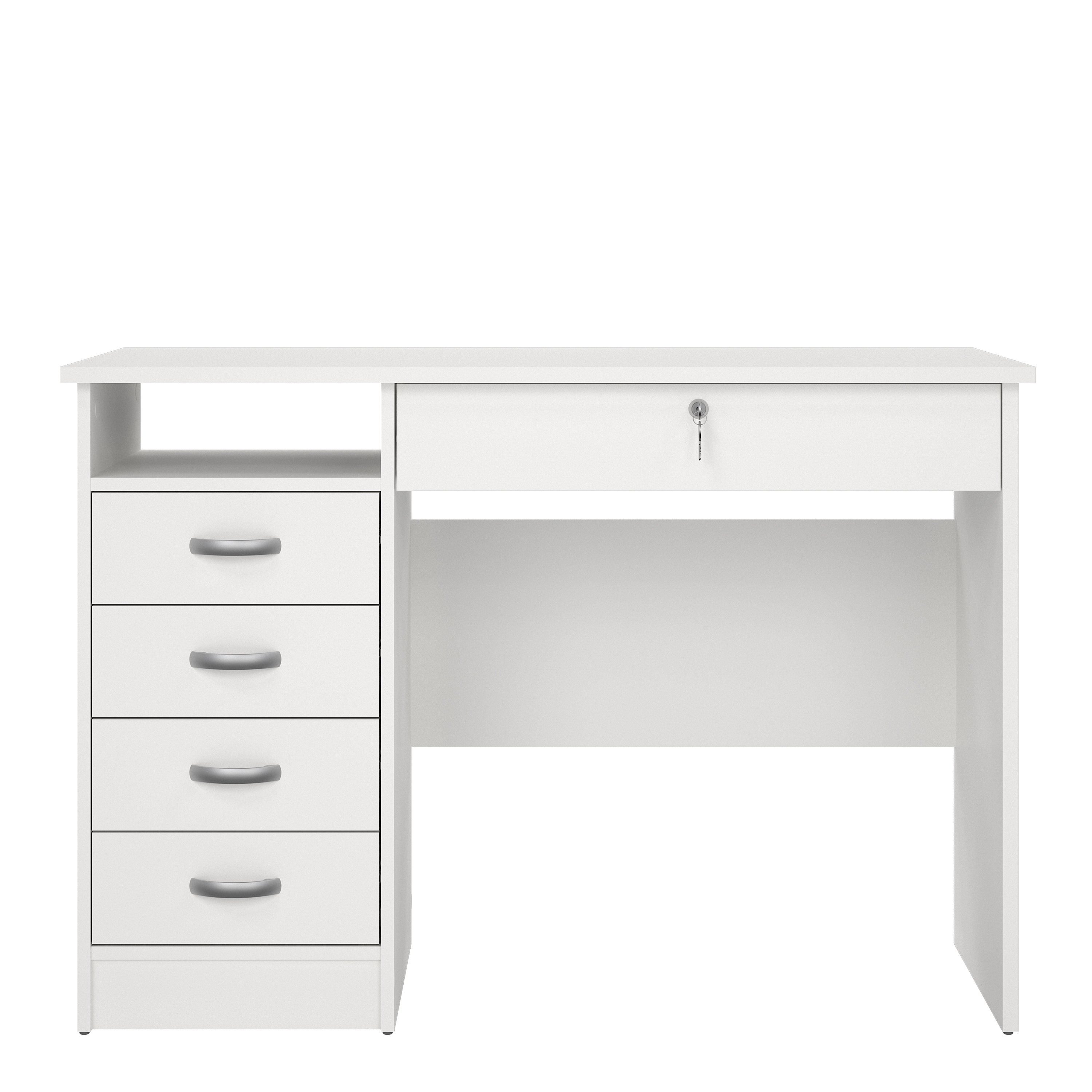 Function Plus Desk 5 Drawers in White