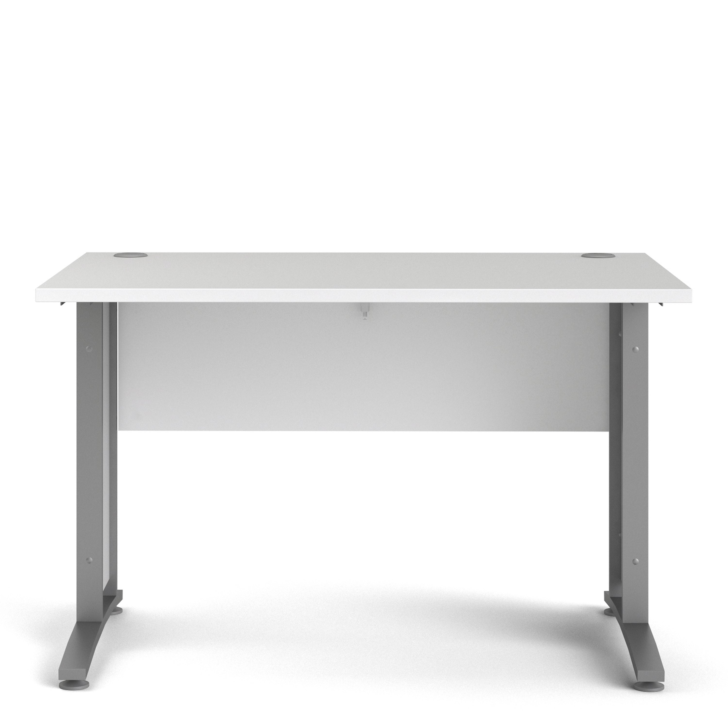 Prima Desk 120cm in White with Silver Grey Steel Legs