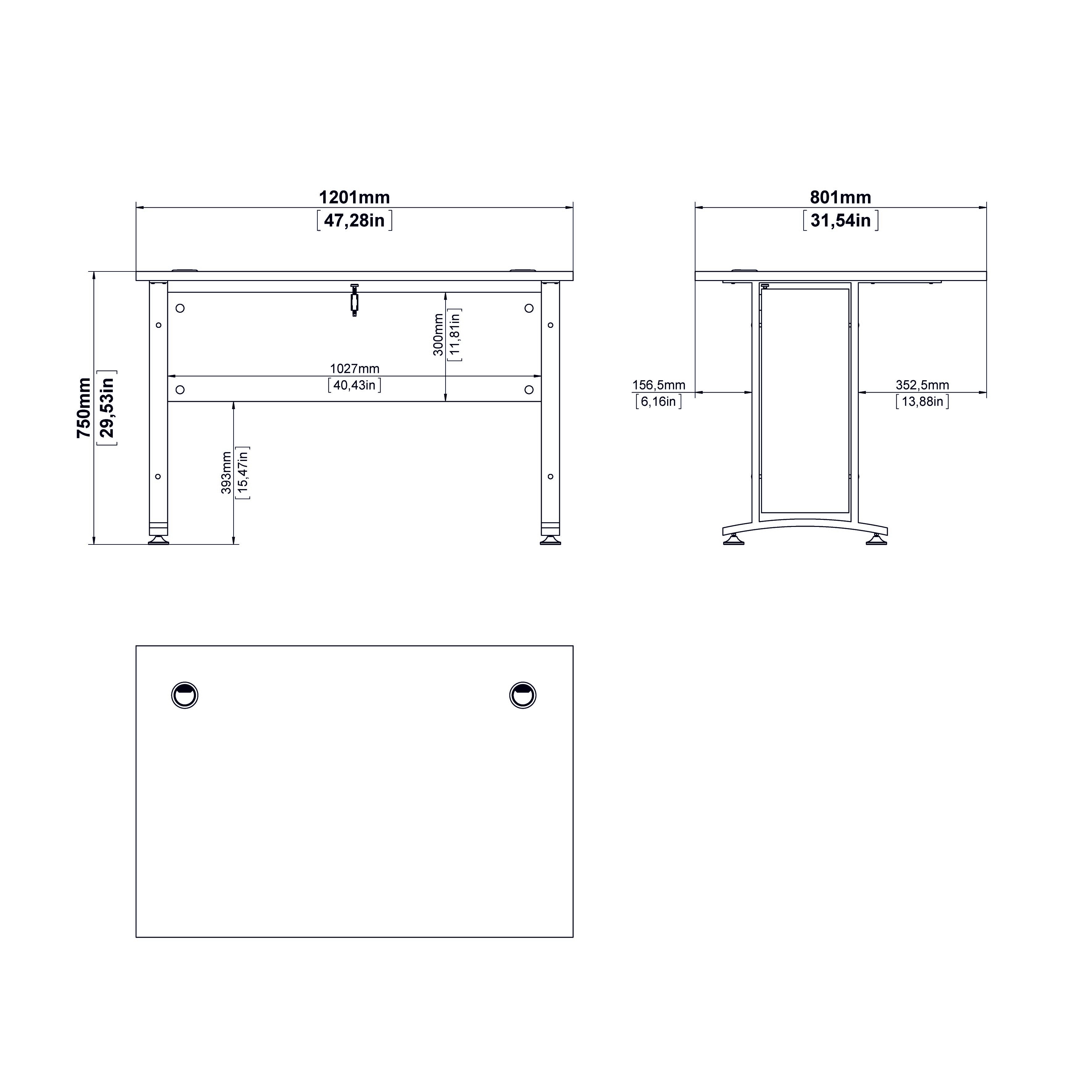 Prima Desk 120cm in Oak with White Legs