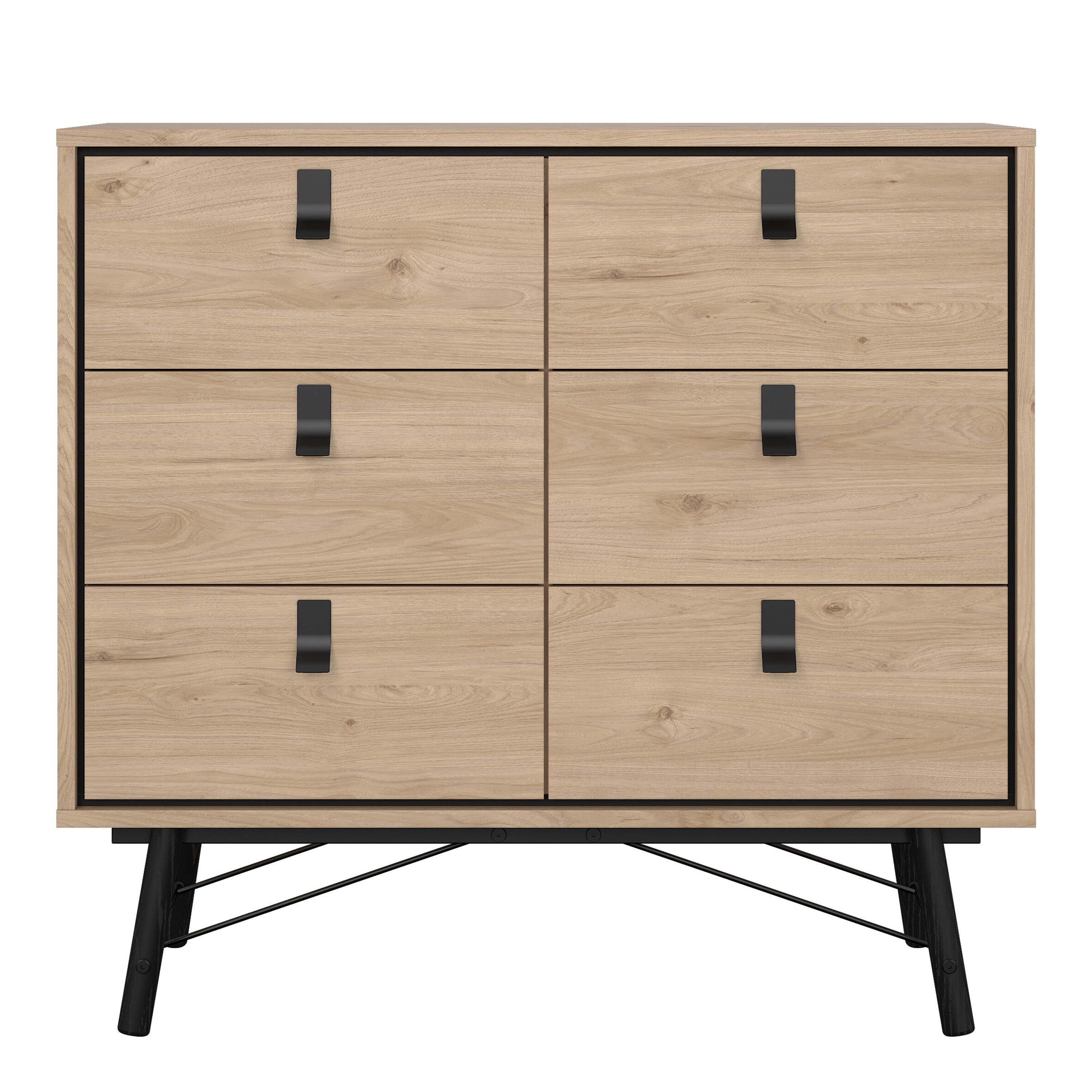 Ry Small Double Chest of Drawers 6 Drawers in Jackson Hickory Oak