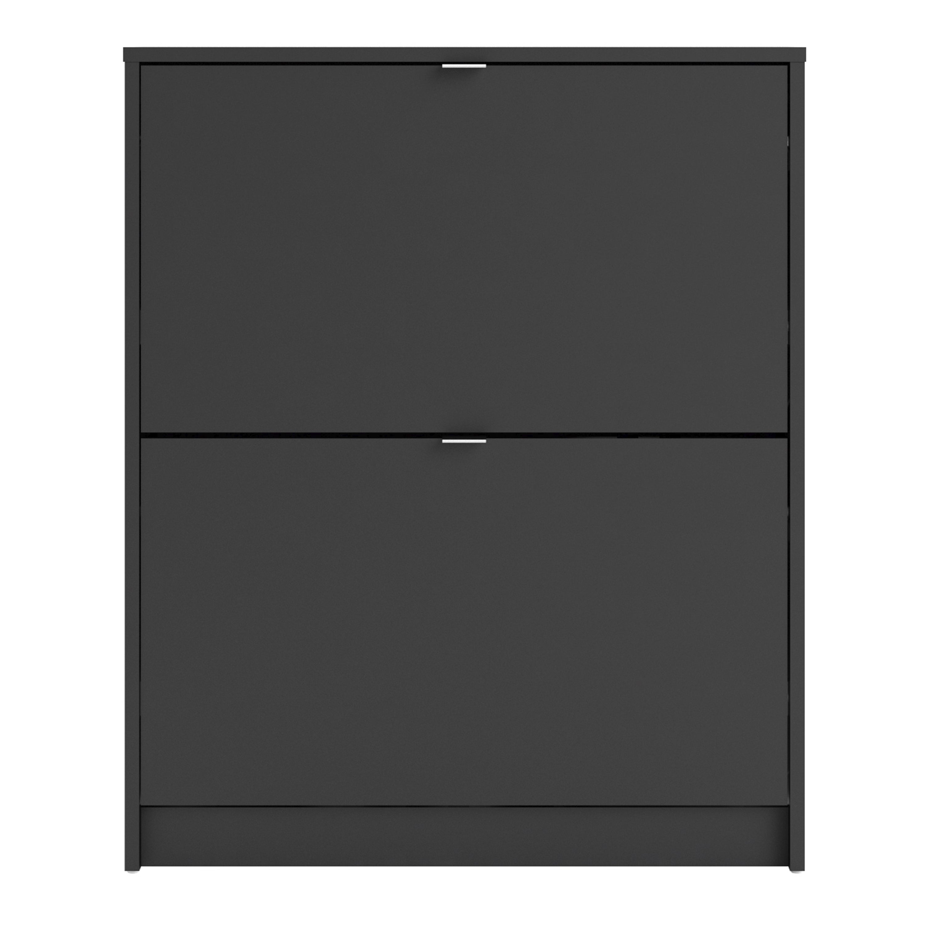 Shoes Shoe Cabinet 2 Flip Down Doors and 2 layers in Matt Black