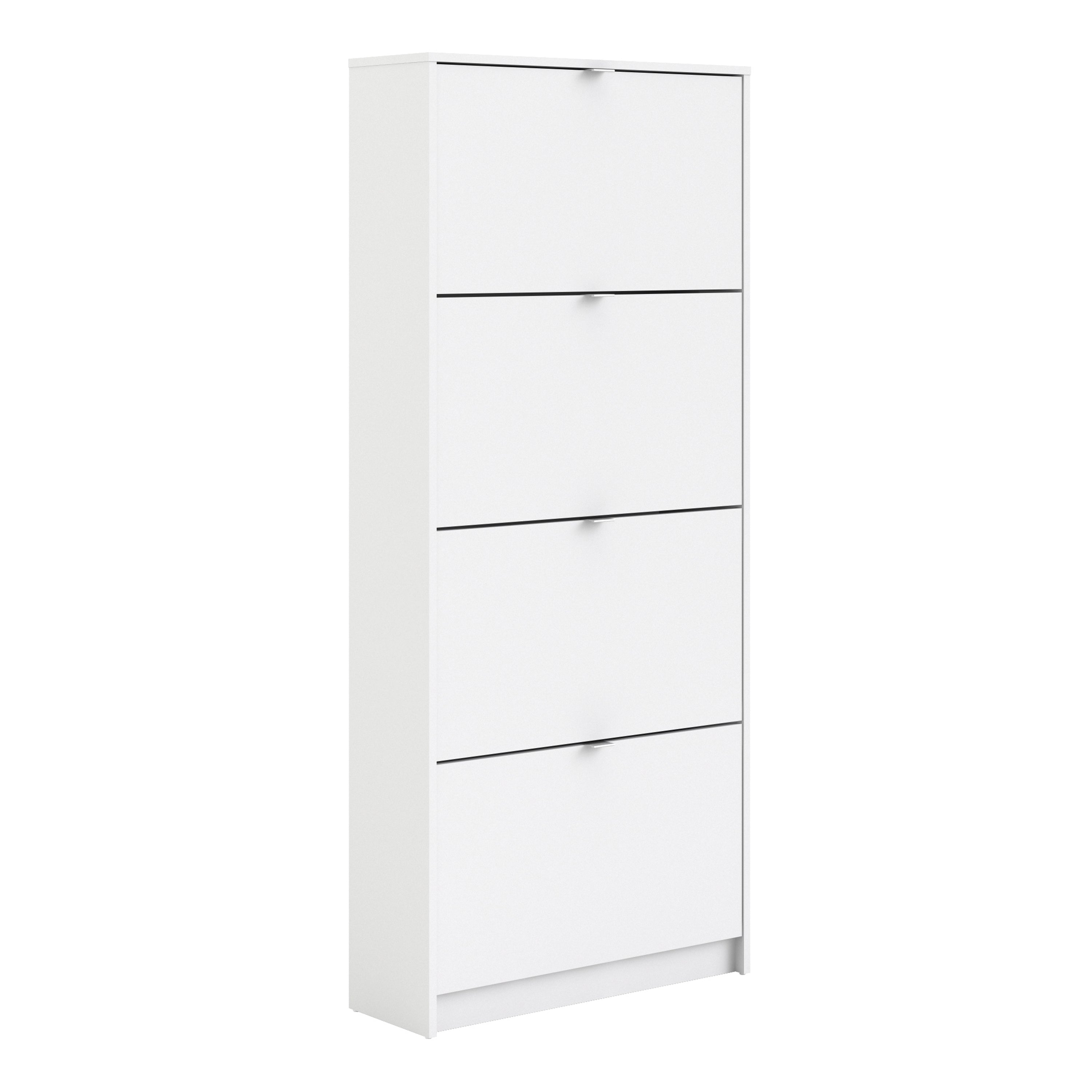 Shoes Shoe Cabinet 4 Flip Down Doors and 2 layers in White