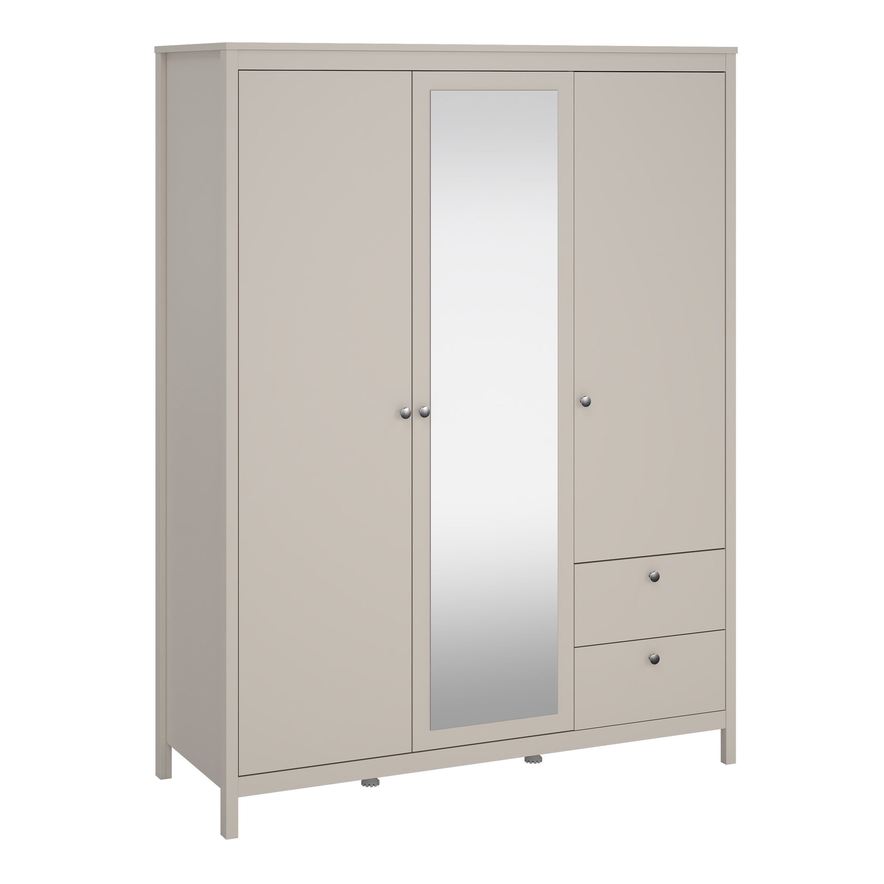Barcelona Wardrobe with 2 Doors + 1 Mirror Door + 2 Drawers in Cashmere