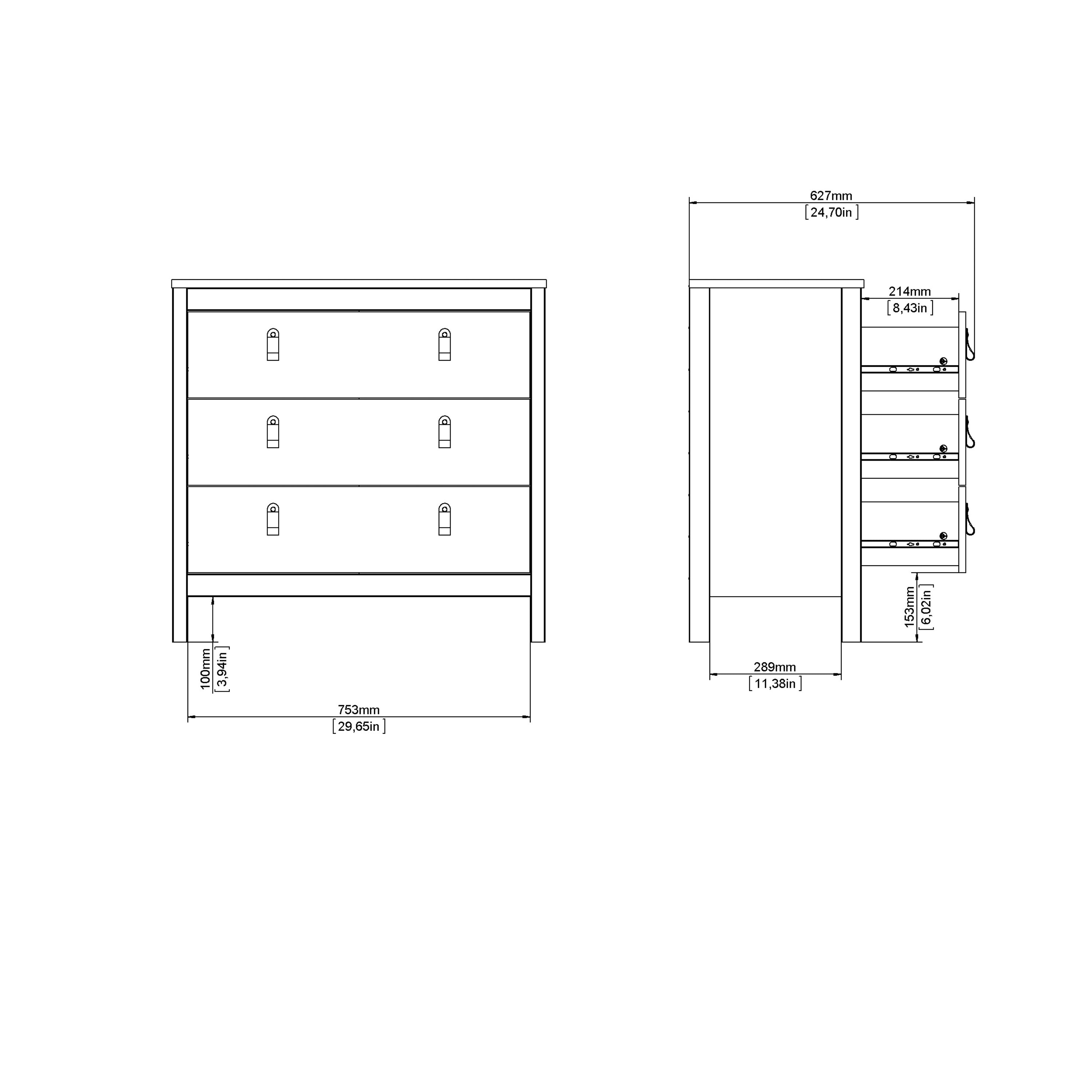 Barcelona Chest 3 Drawers in Cashmere