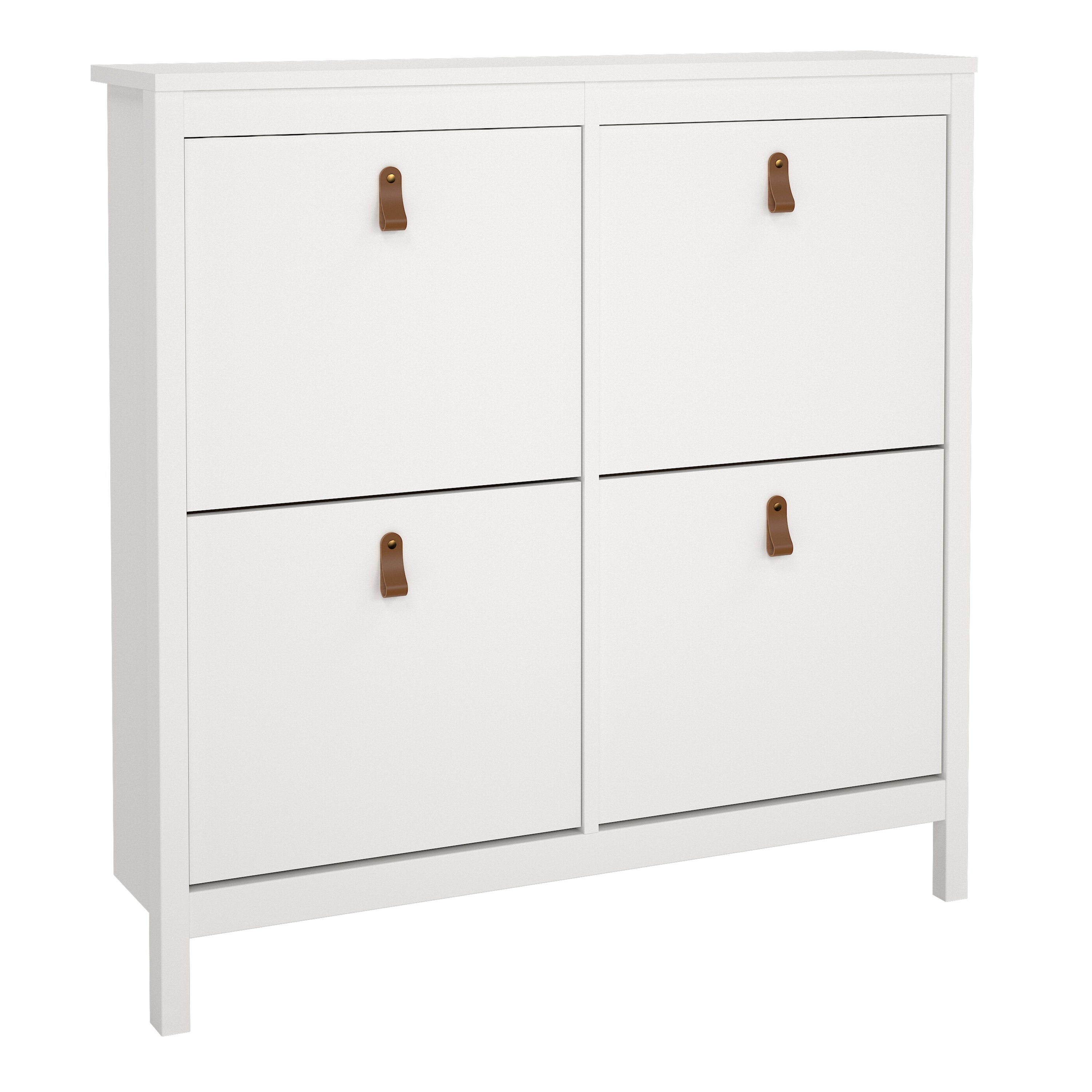 Barcelona Shoe Cabinet 4 Flip Down Doors in White