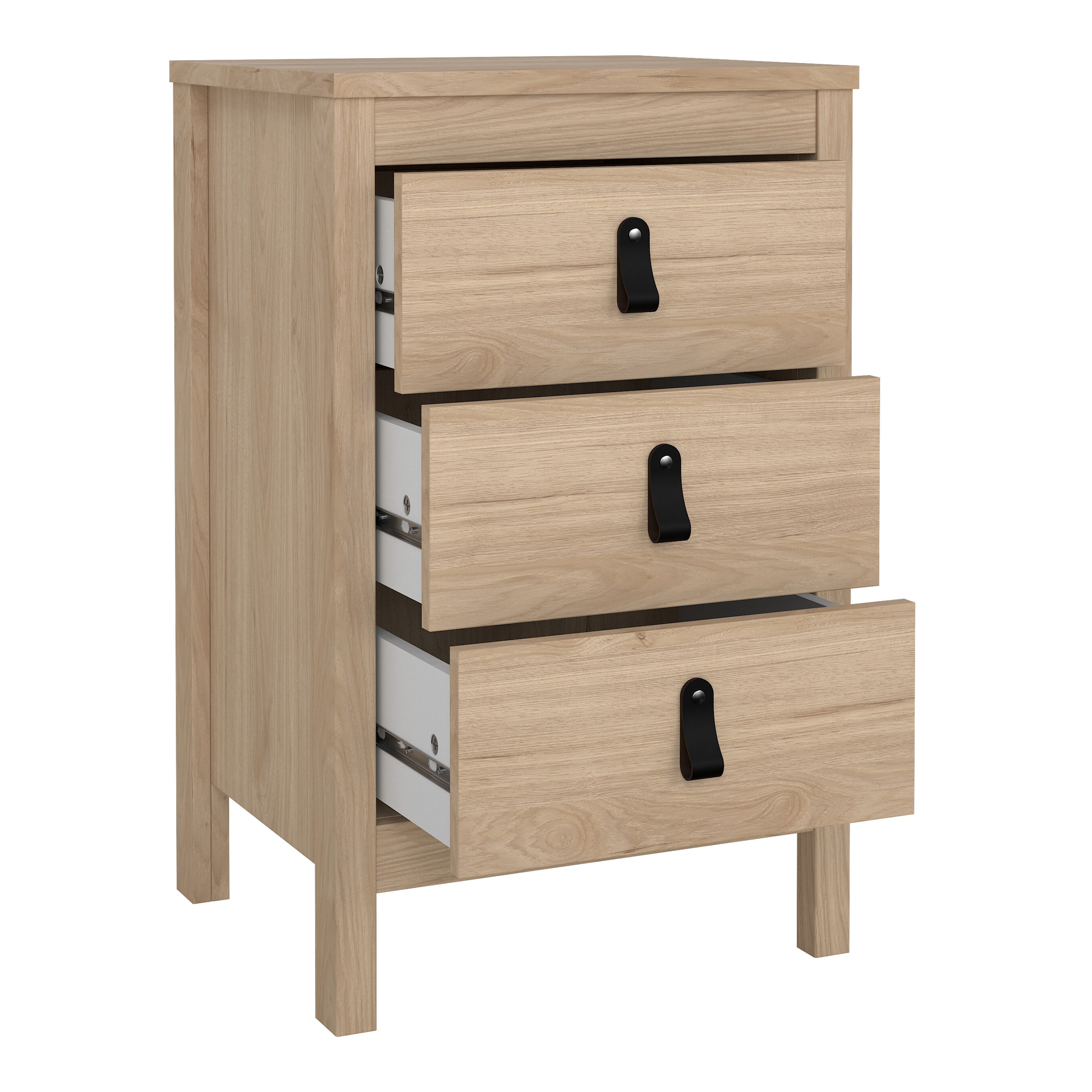 Barcelona Bedside Table 3 Drawers in Jackson Hickory Oak