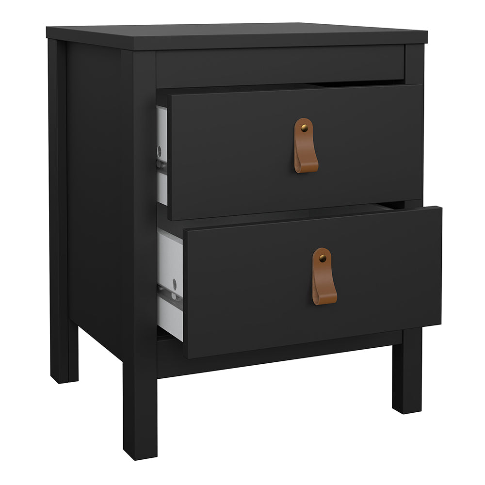 Barcelona Package - Bedside Table 2 Drawers + Chest 5 Drawers + Wardrobe with 3 Doors in Matt Black