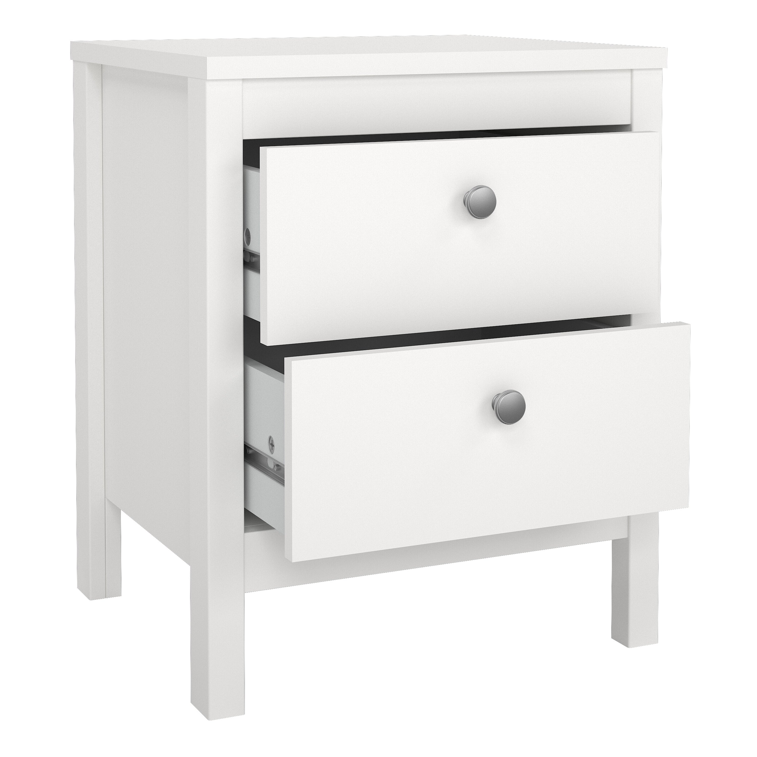 Madrid Bedside Table 2 Drawers in White