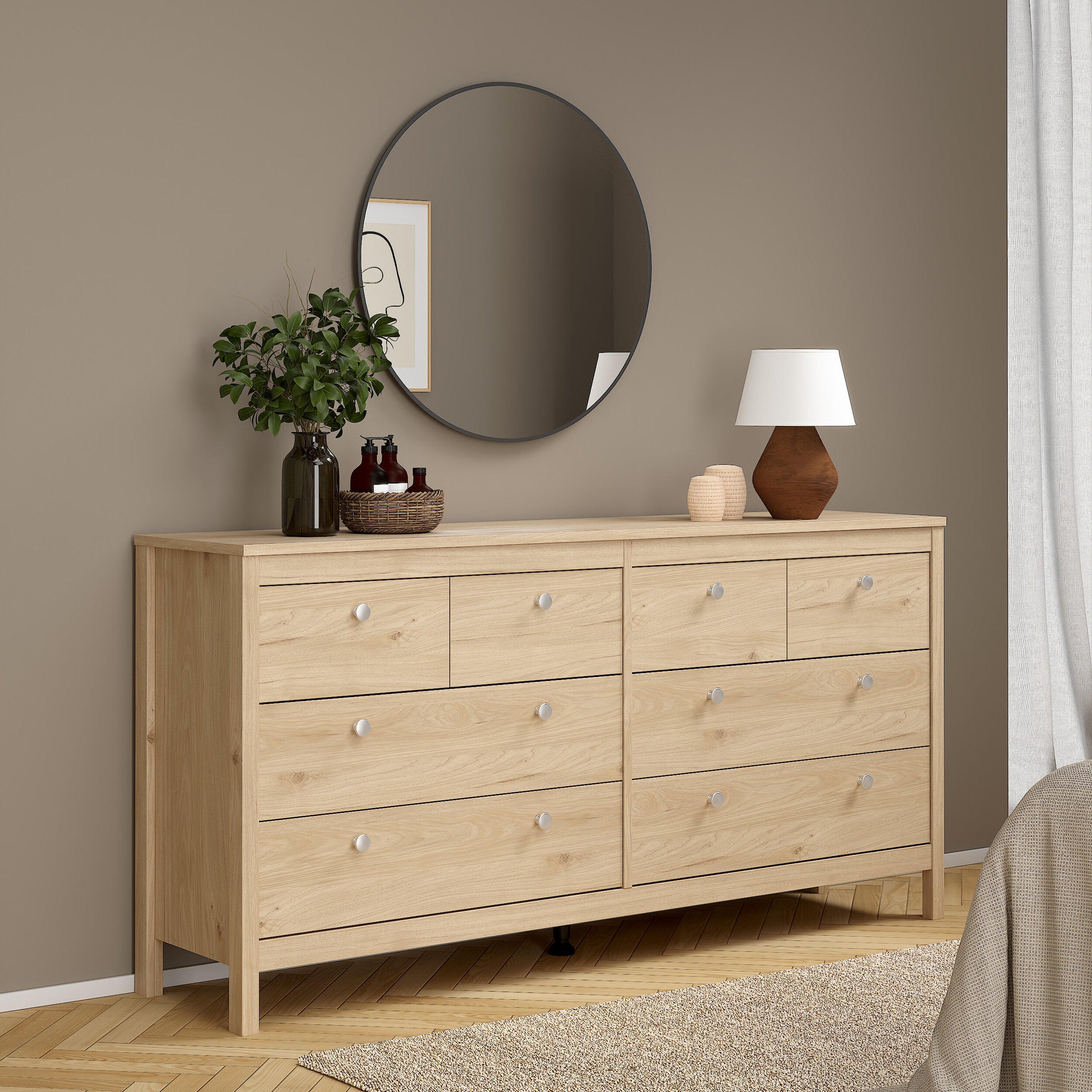Madrid Double Dresser 4+4 Drawers in Jackson Hickory Oak