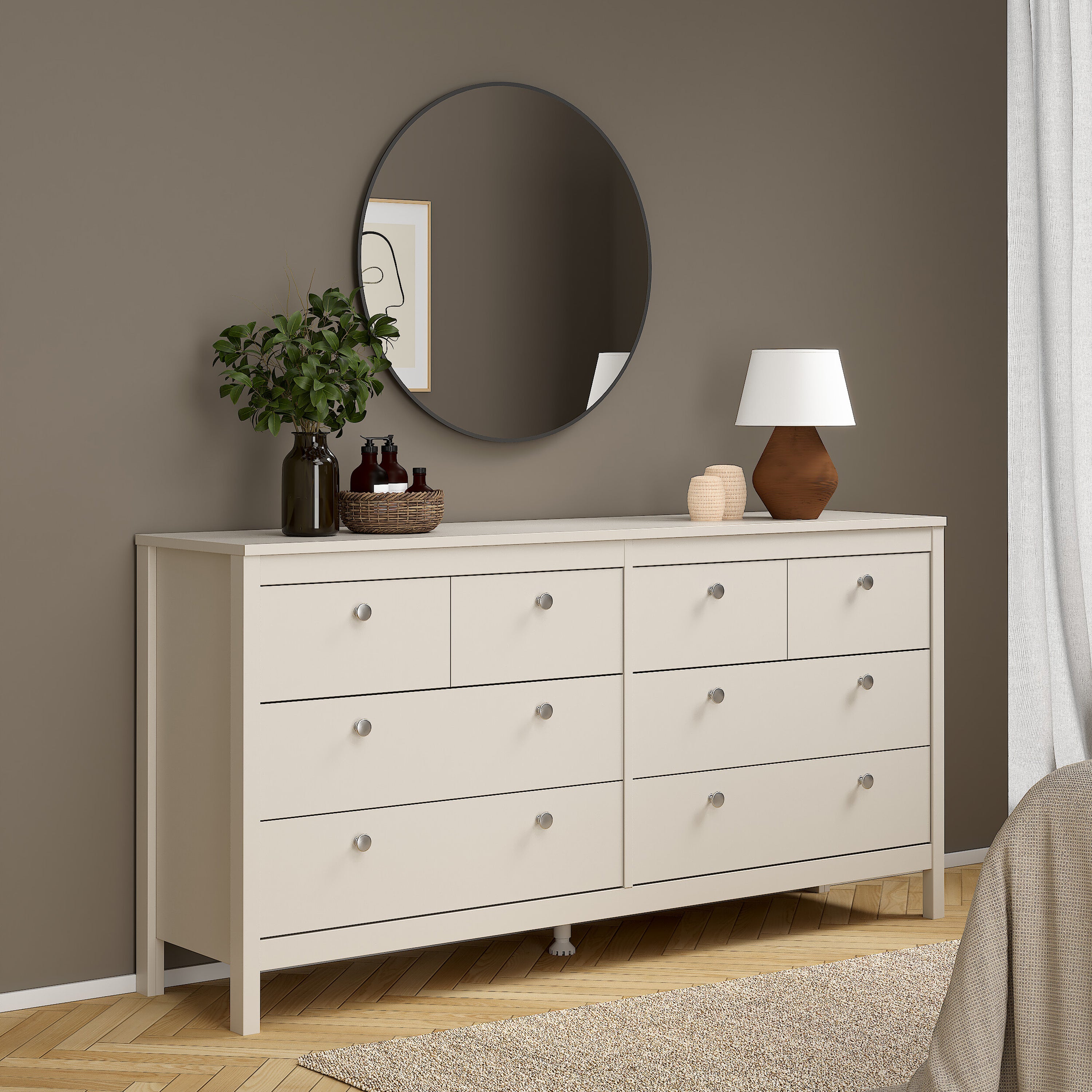 Madrid Double Dresser 4+4 Drawers in Cashmere