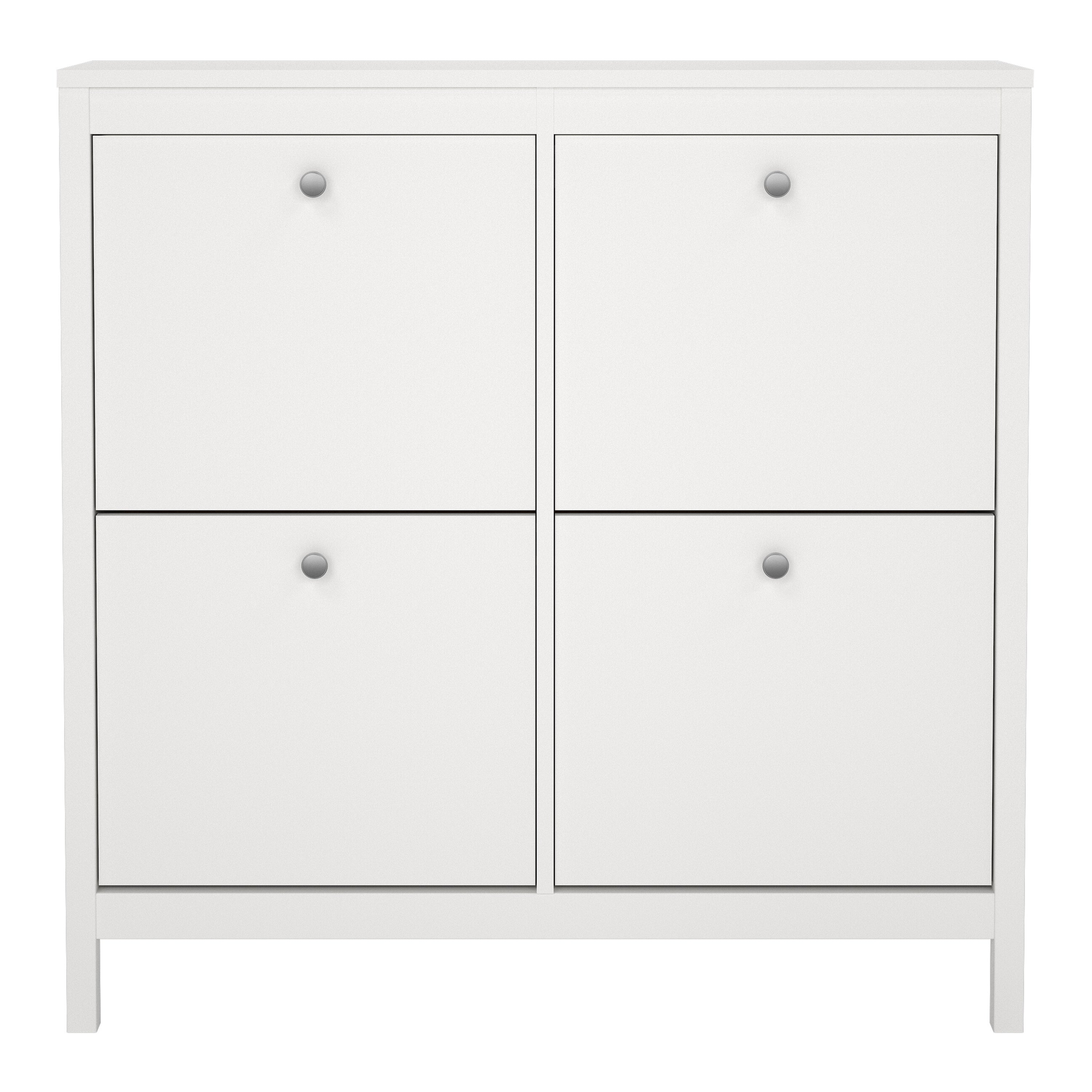 Madrid Shoe Cabinet 4 Flip Down Doors in White