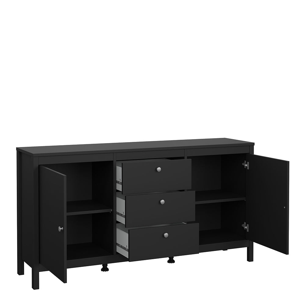 Madrid Sideboard 2 Doors 3 Drawers in Matt Black