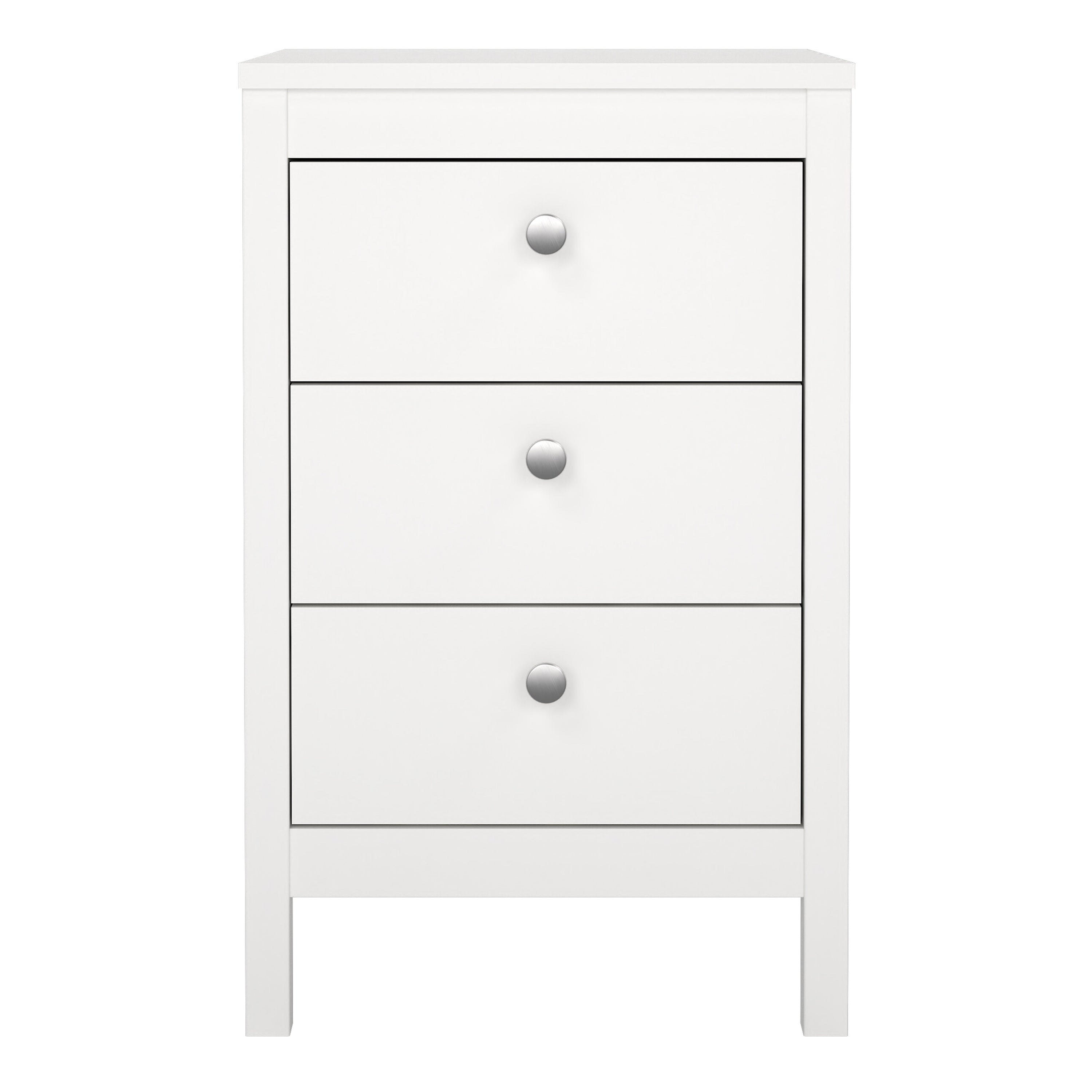 Madrid Bedside Table 3 Drawers in White