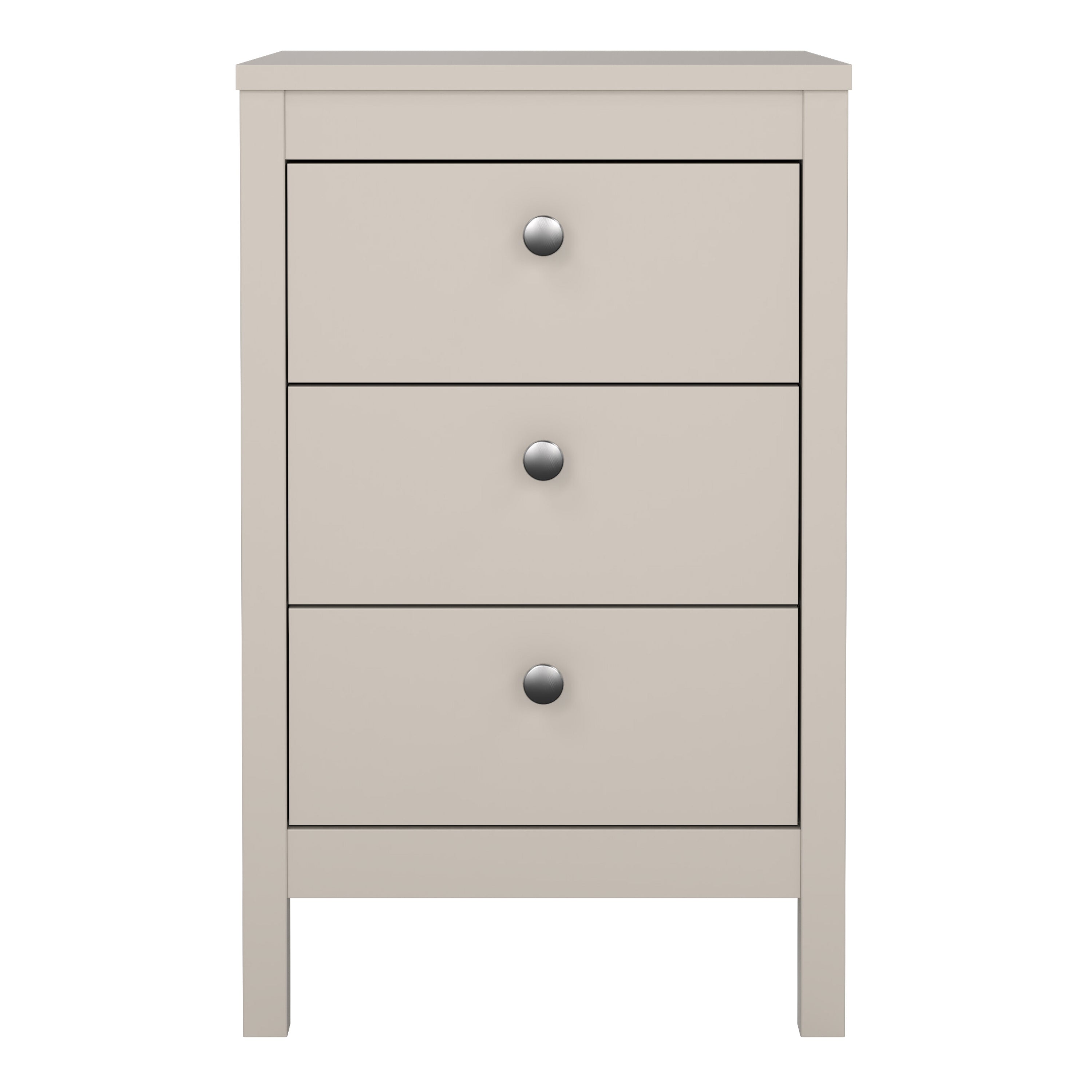 Madrid Bedside Table 3 Drawers in Cashmere