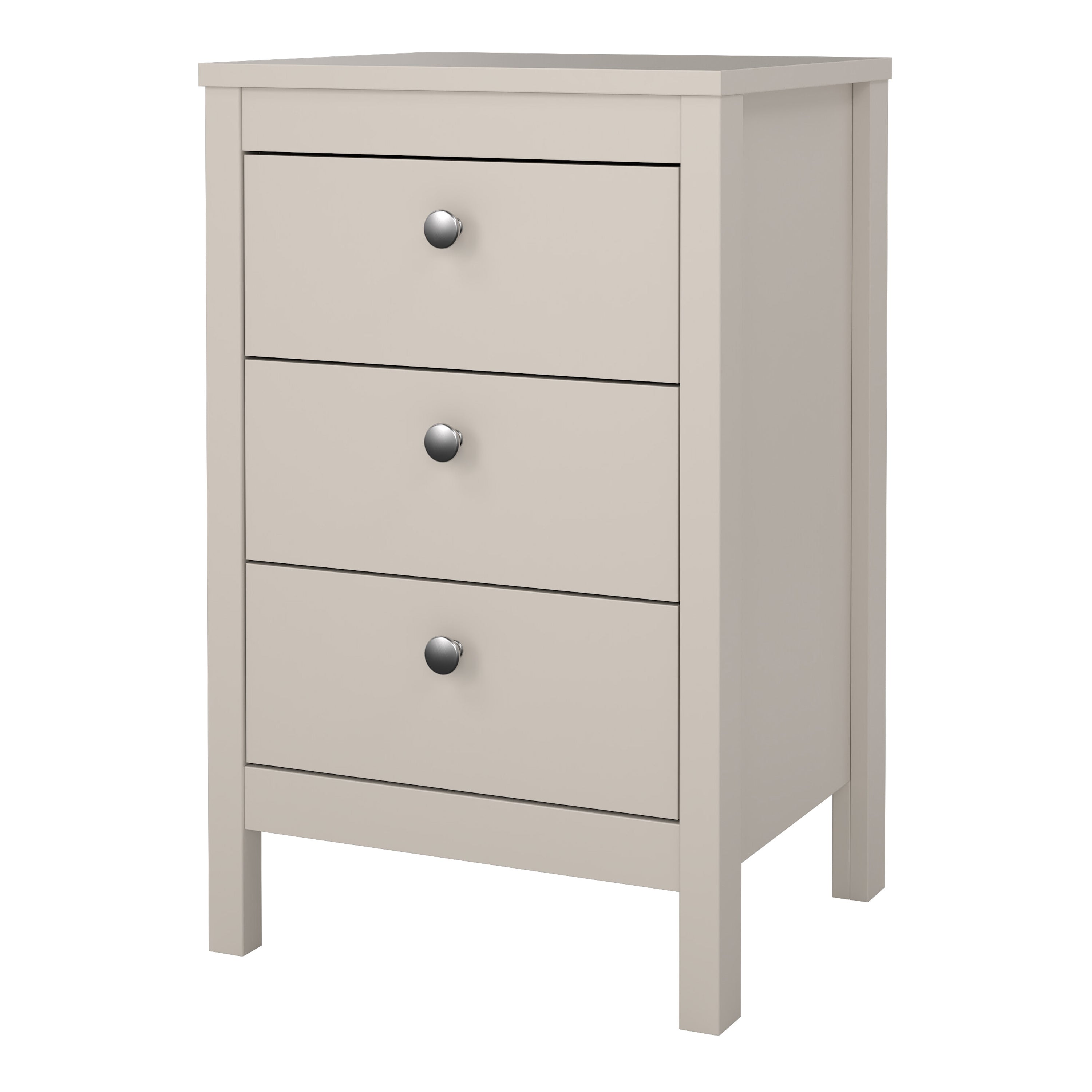 Madrid Bedside Table 3 Drawers in Cashmere