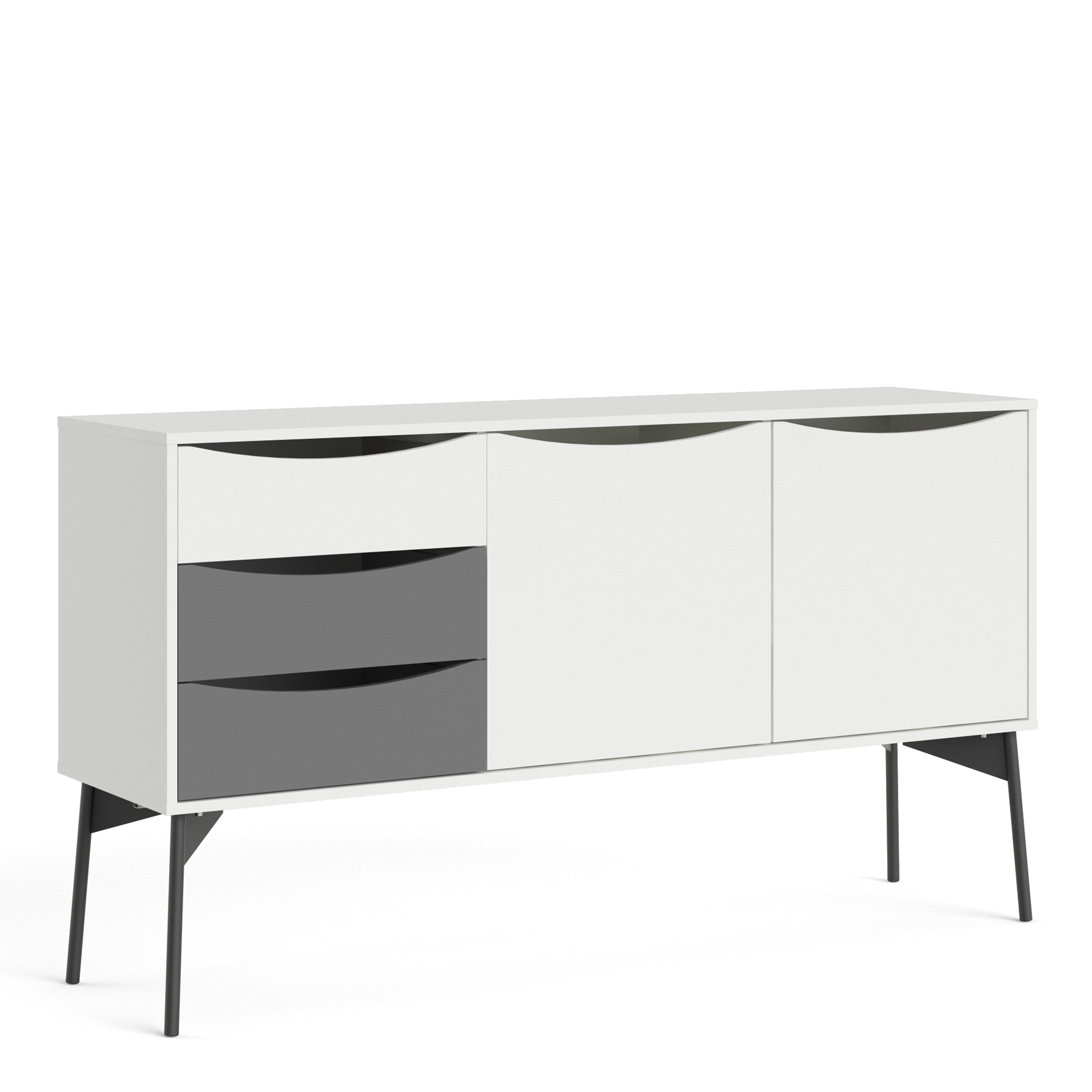 Fur Sideboard 2 Doors, 3 Drawers Grey and White