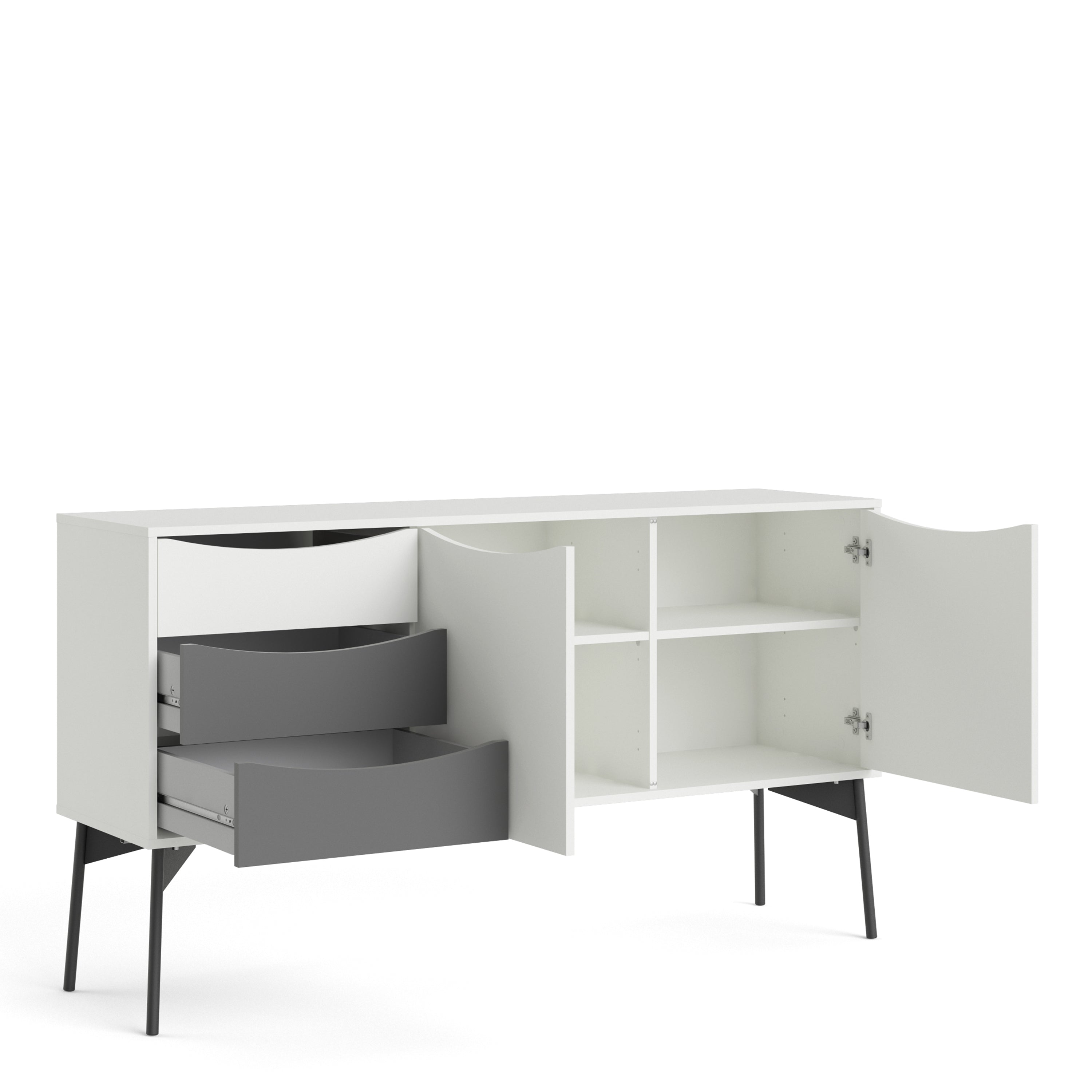 Fur Sideboard 2 Doors, 3 Drawers Grey and White